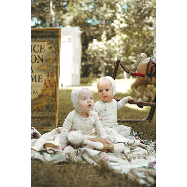 Ladida Layette Rose Grid Romper + Bonnet - Image 5