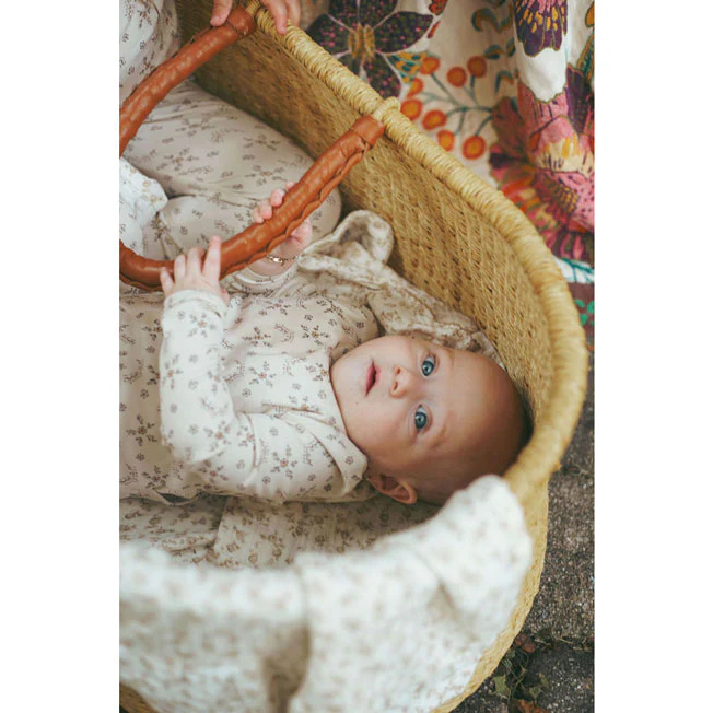 Ladida Layette Sketched Floral Romper + Hat + Blanket - Image 3