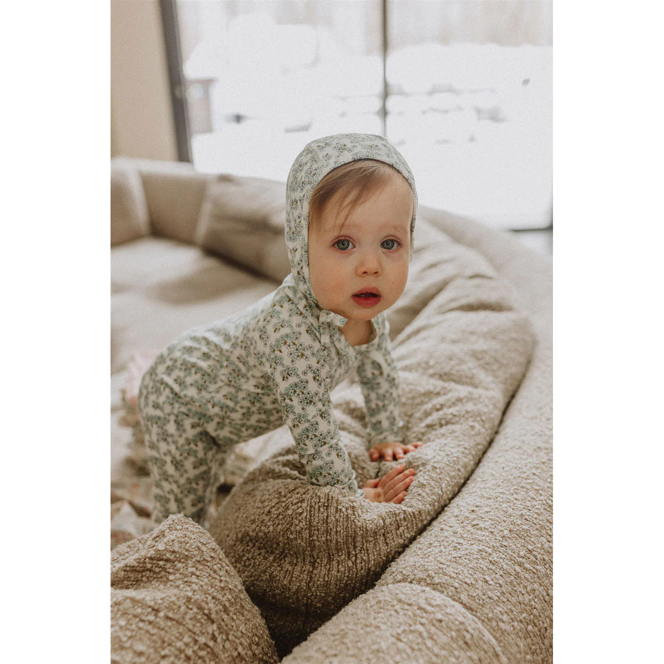 Ladida Layette Slate Cherry Blossom Footie+ Bonnet - Image 3