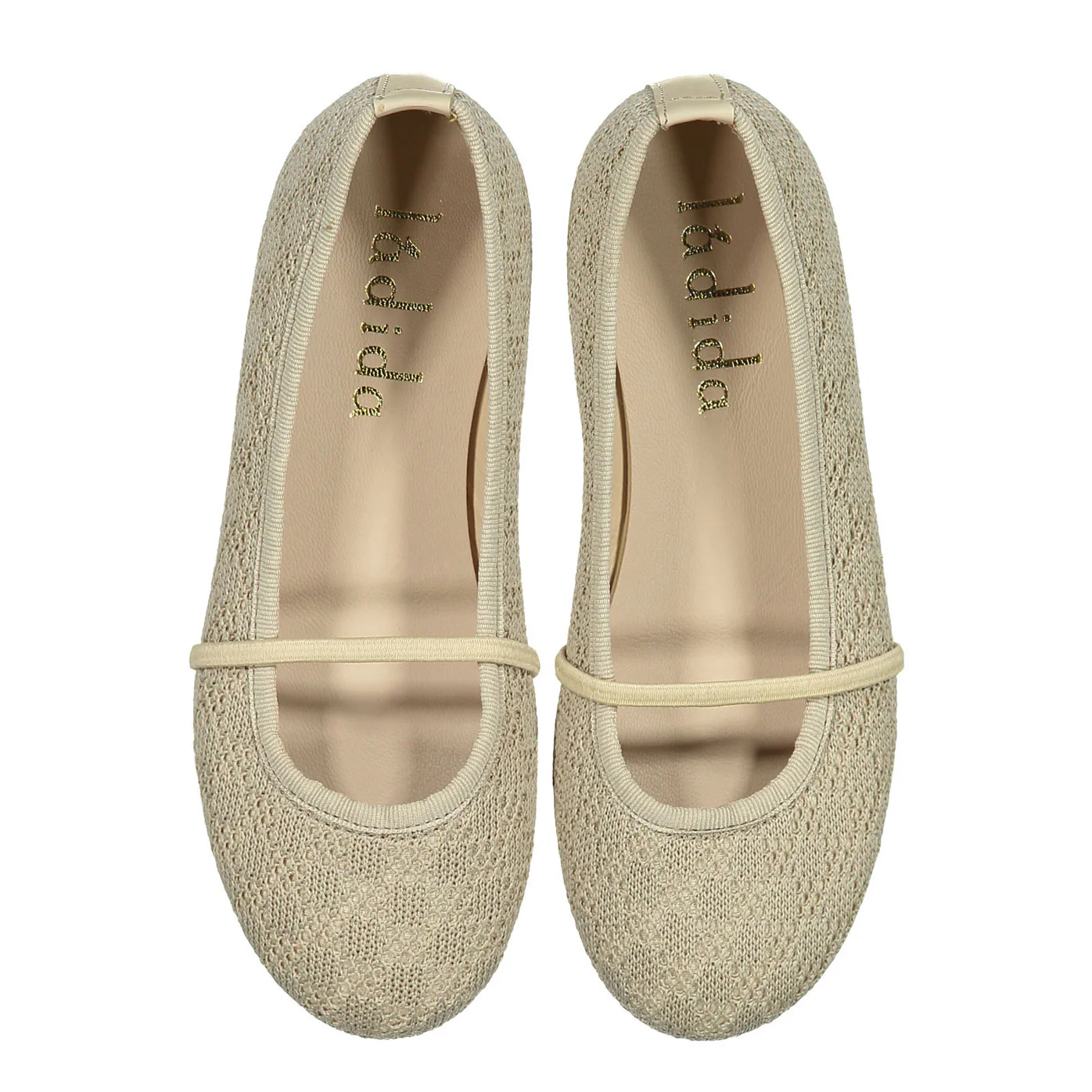 Ladida Shoes Beige Mesh Strap Flats