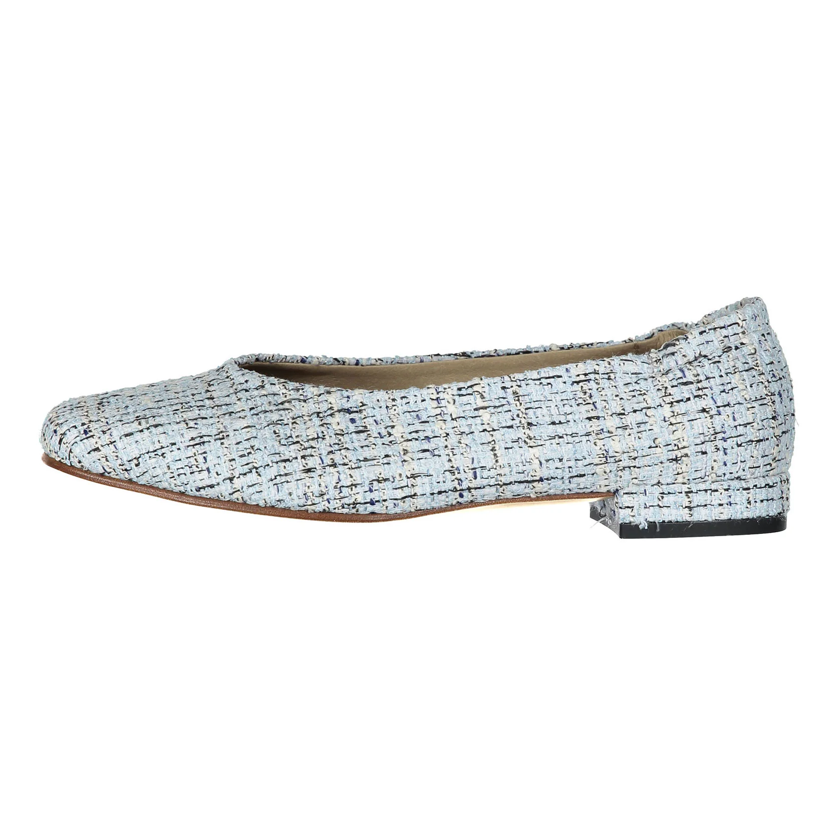 Ladida Shoes Blue Tweed Square Front Flats - Image 2