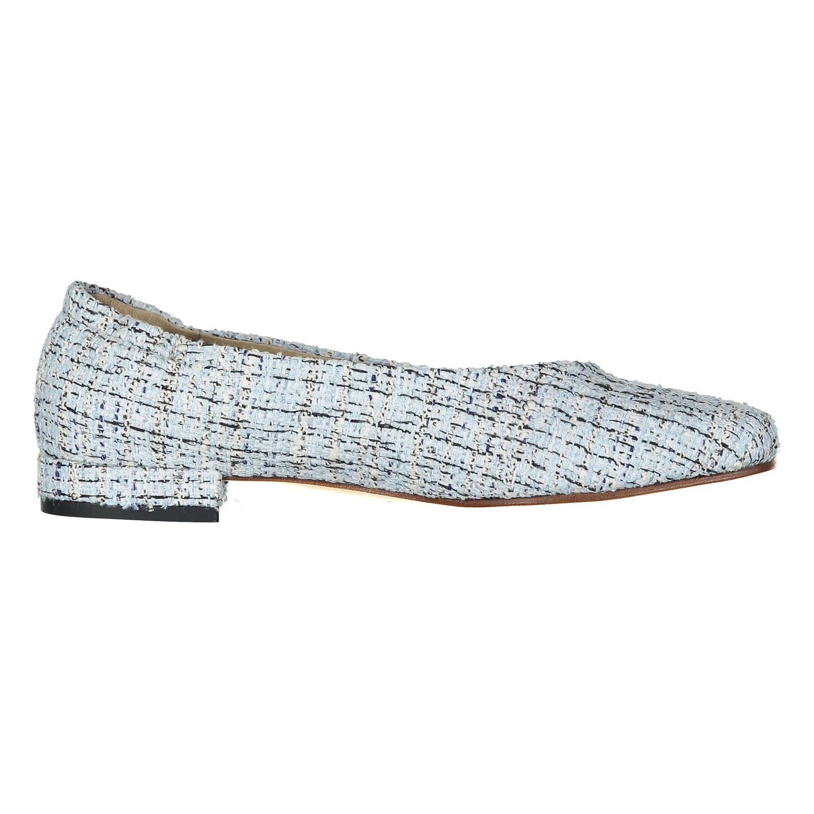 Ladida Shoes Blue Tweed Square Front Flats - Image 3