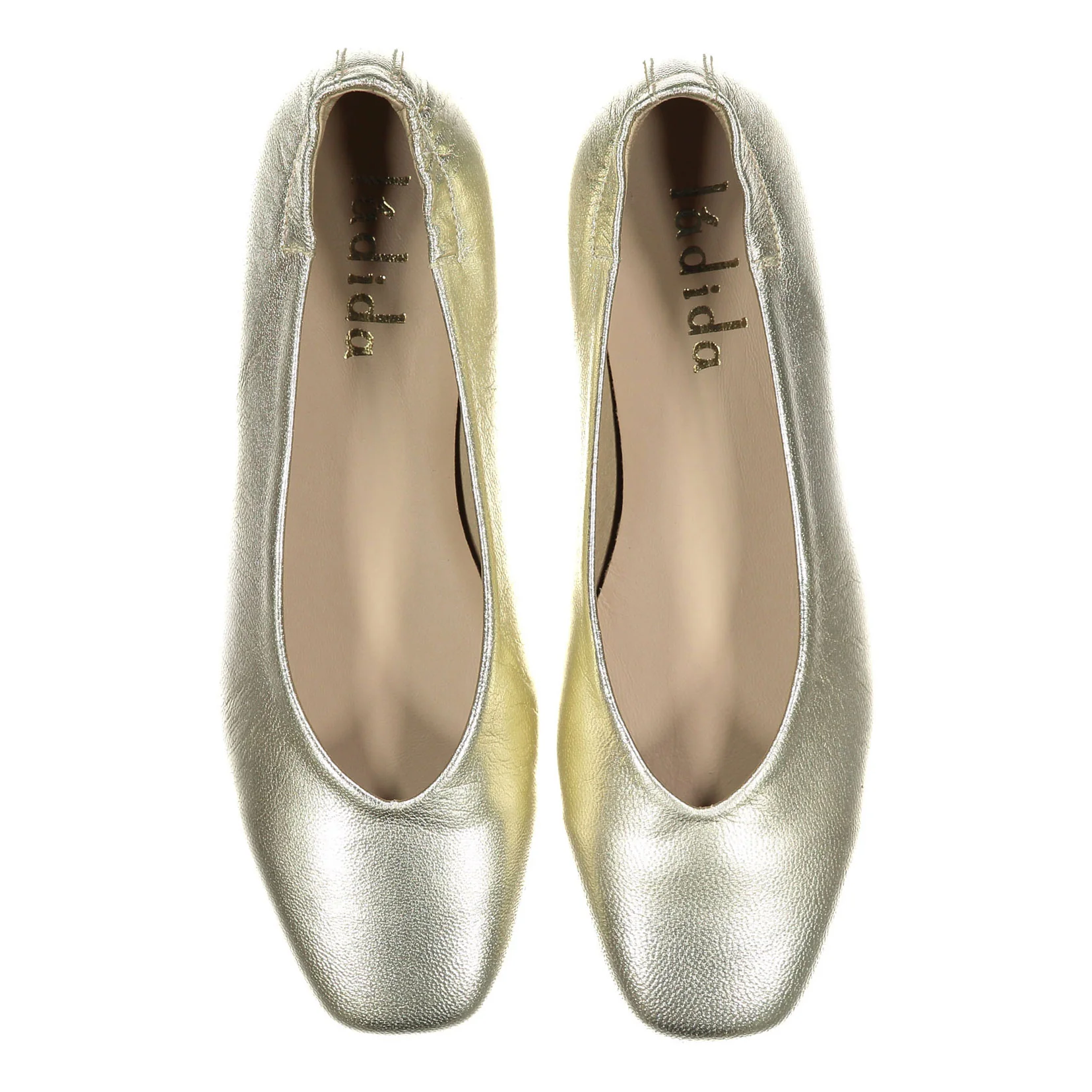 Ladida Shoes Gold Metalic Square Front Flats