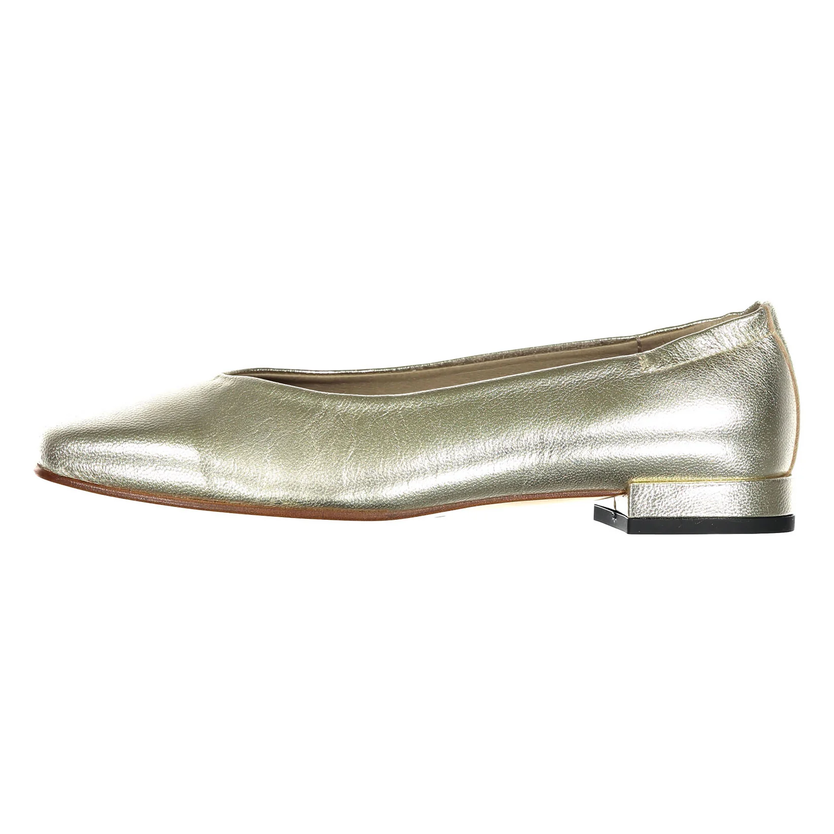 Ladida Shoes Gold Metalic Square Front Flats - Image 2