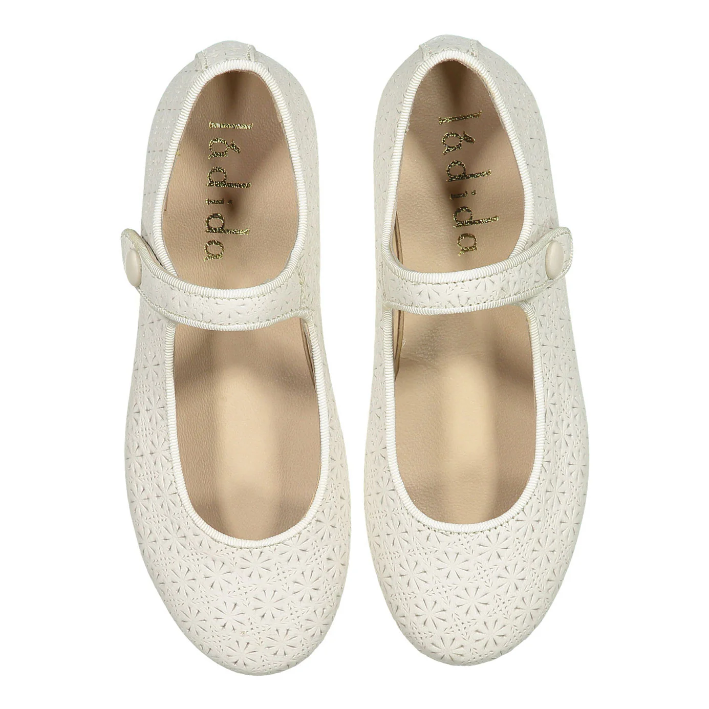 Ladida Shoes Cream Eyelet Mary Janes
