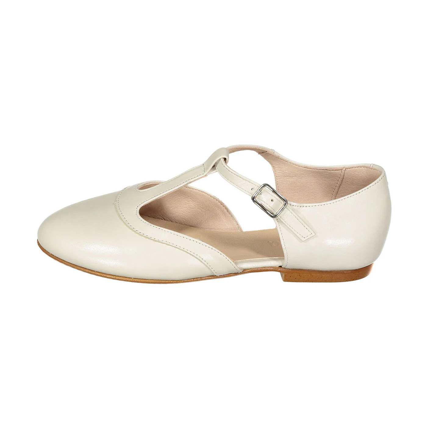 Ladida Shoes Ecru T Strap Flat - Image 2