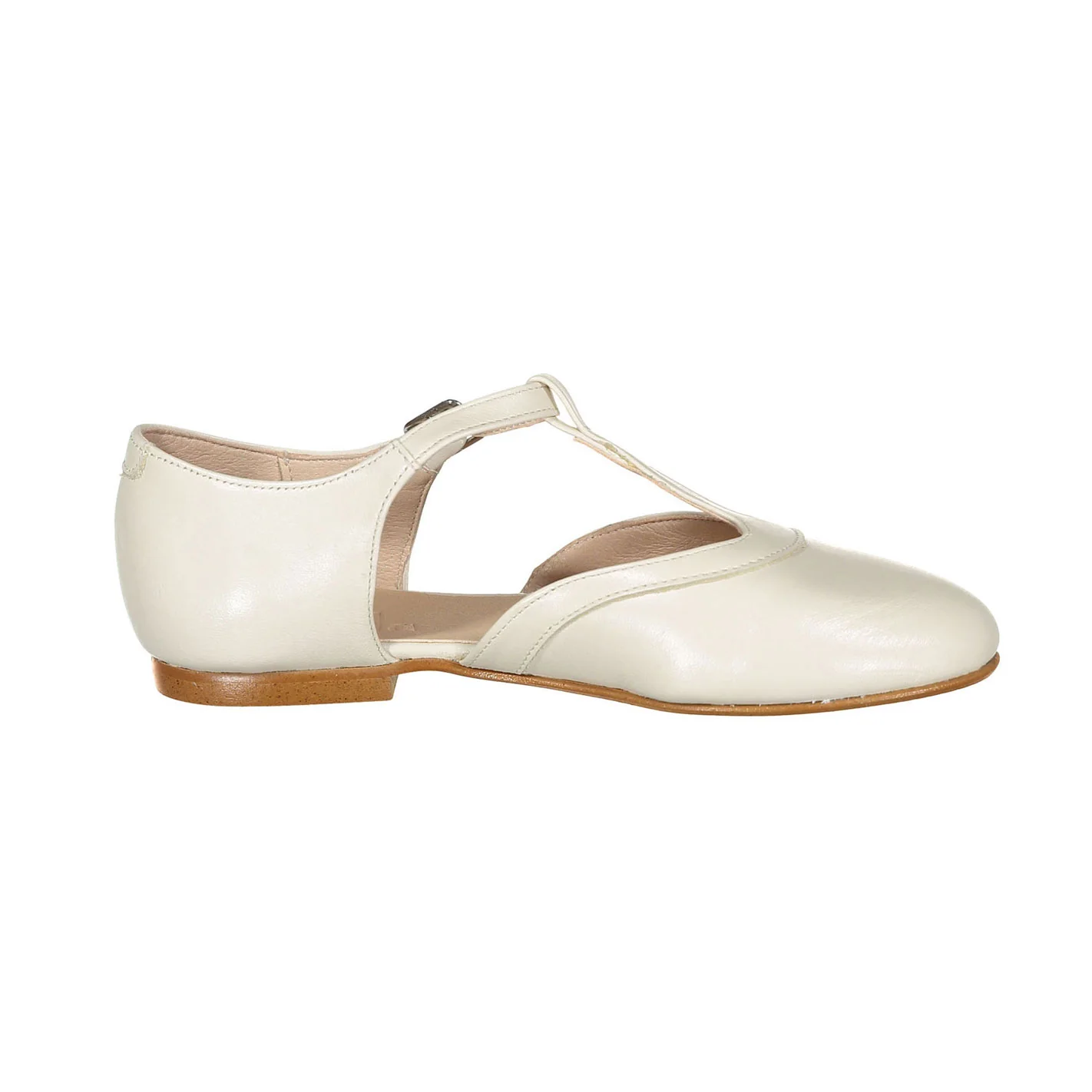 Ladida Shoes Ecru T Strap Flat - Image 3