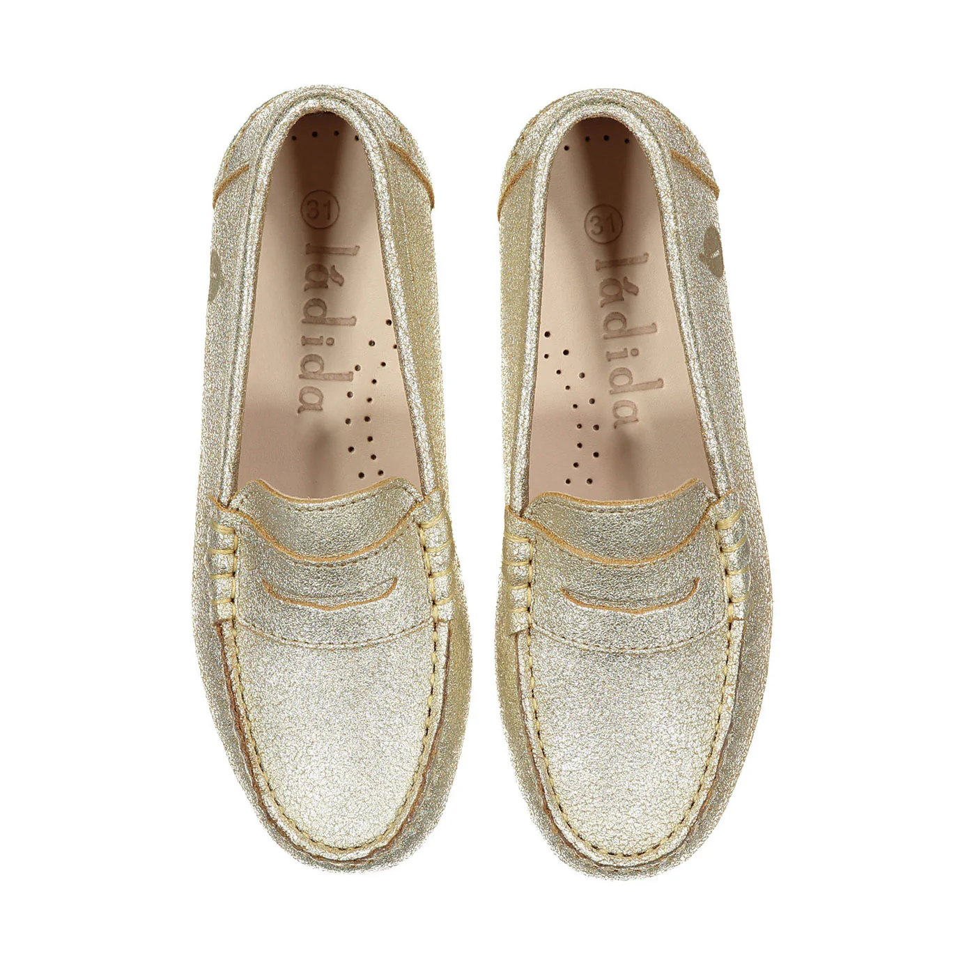 Ladida Shoes Gold Metalic Penny Loafer