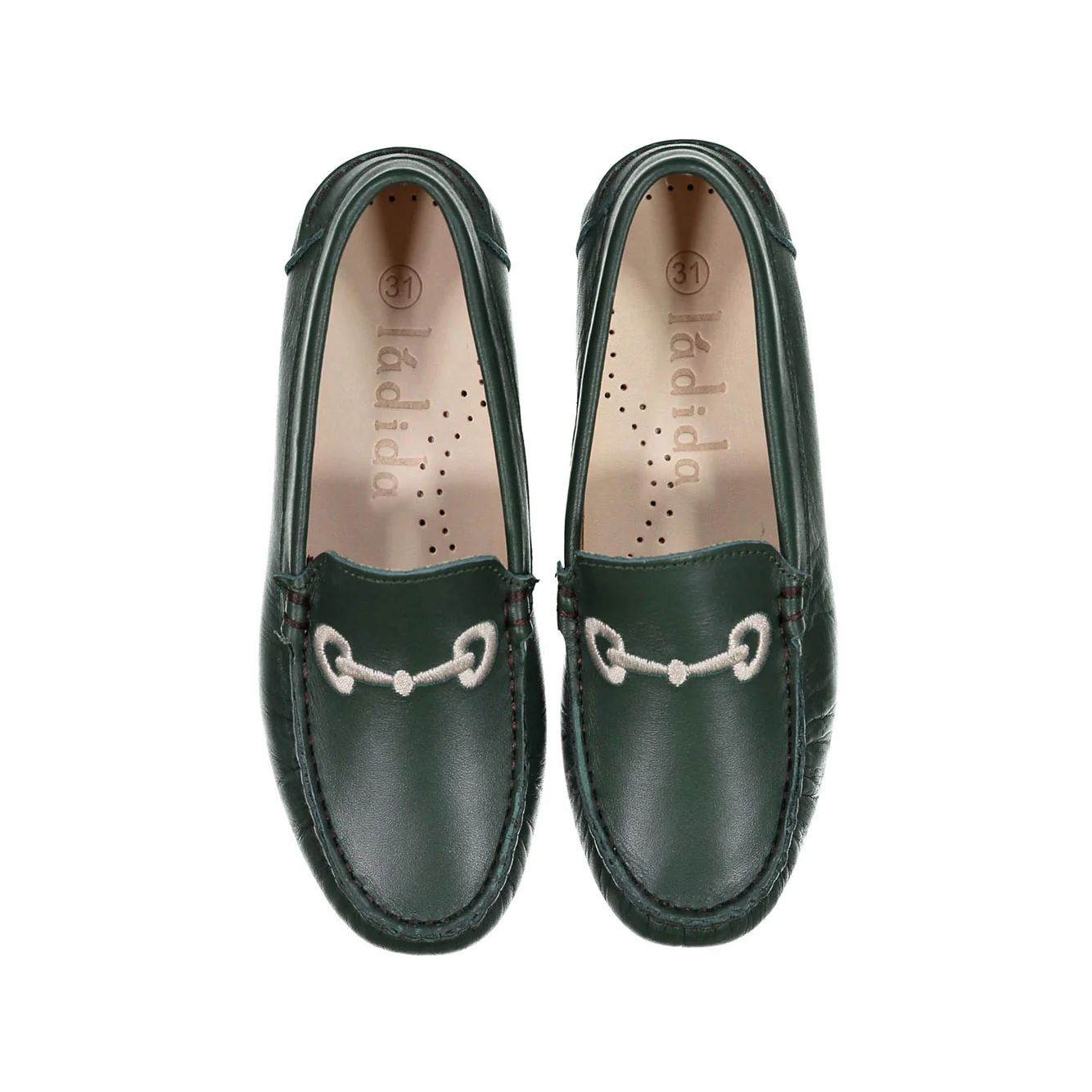 Ladida Shoes Green Embroidered Buckle Loafer