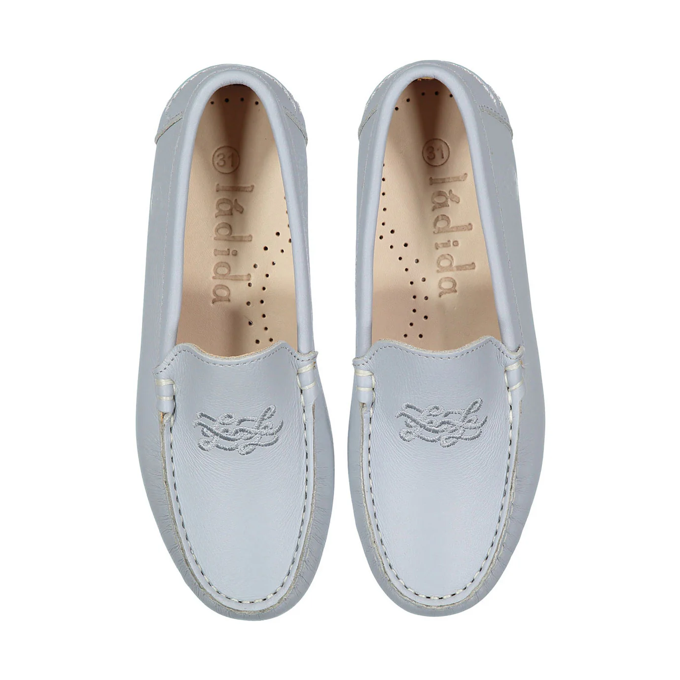 Ladida Shoes Light Blue Logo Embroidered Loafer