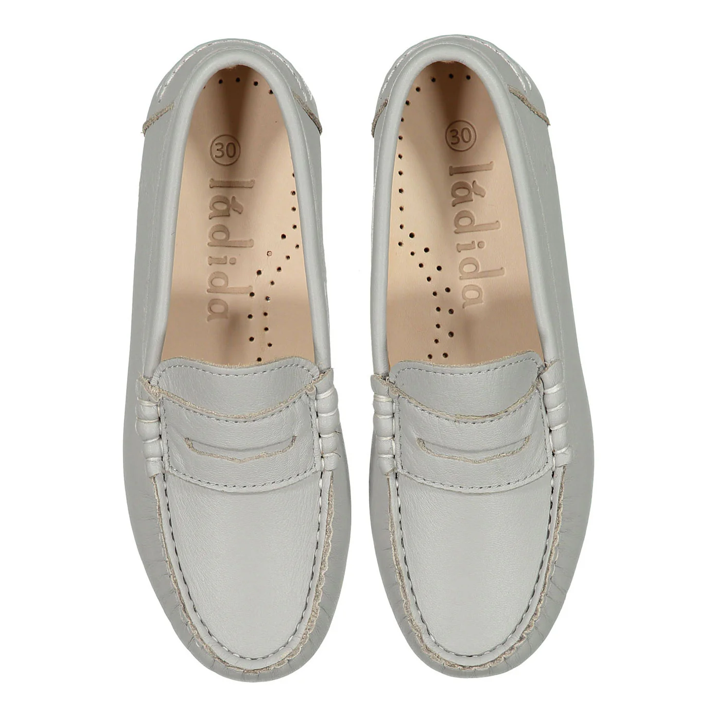 Ladida Shoes Light Grey Leather Loafers