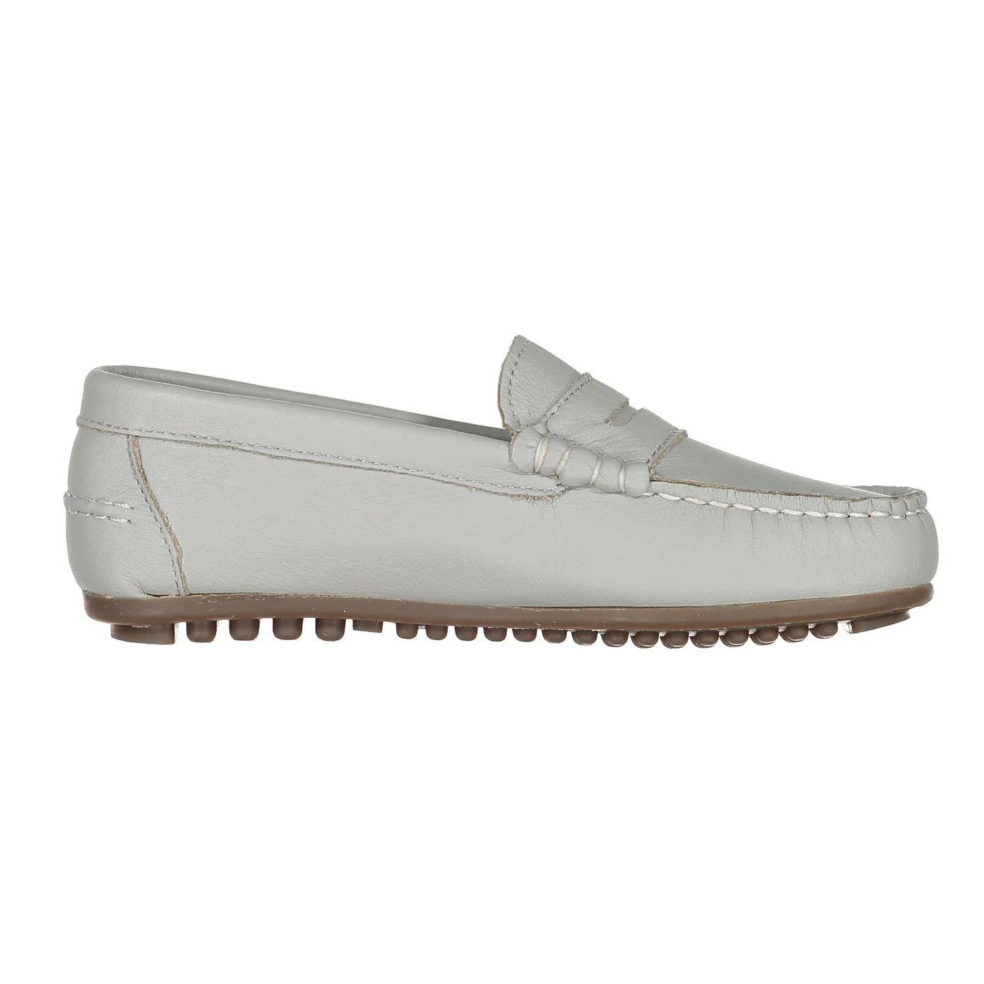 Ladida Shoes Light Grey Leather Loafers - Image 3
