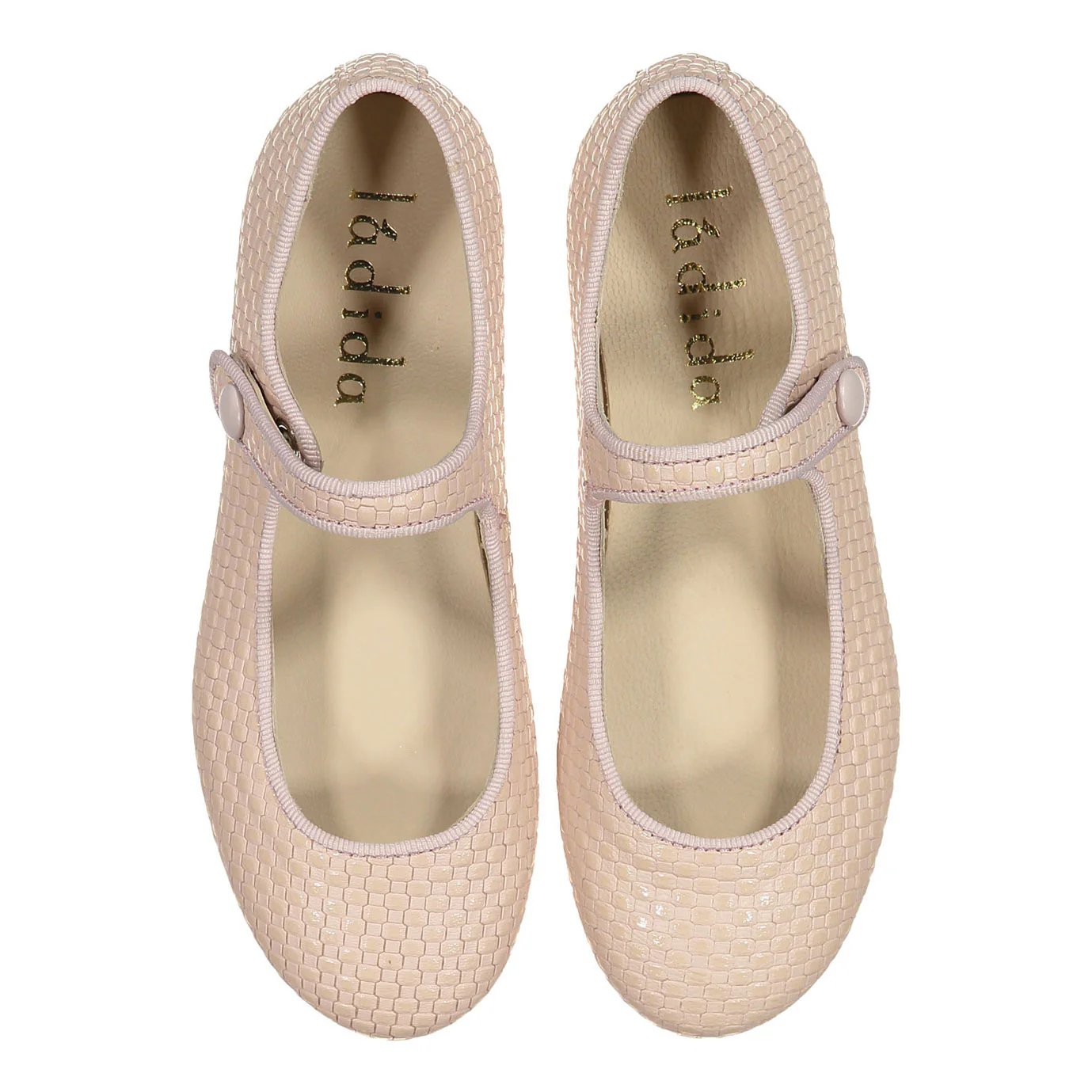 Ladida Shoes Nude Woven Leather Mary Janes