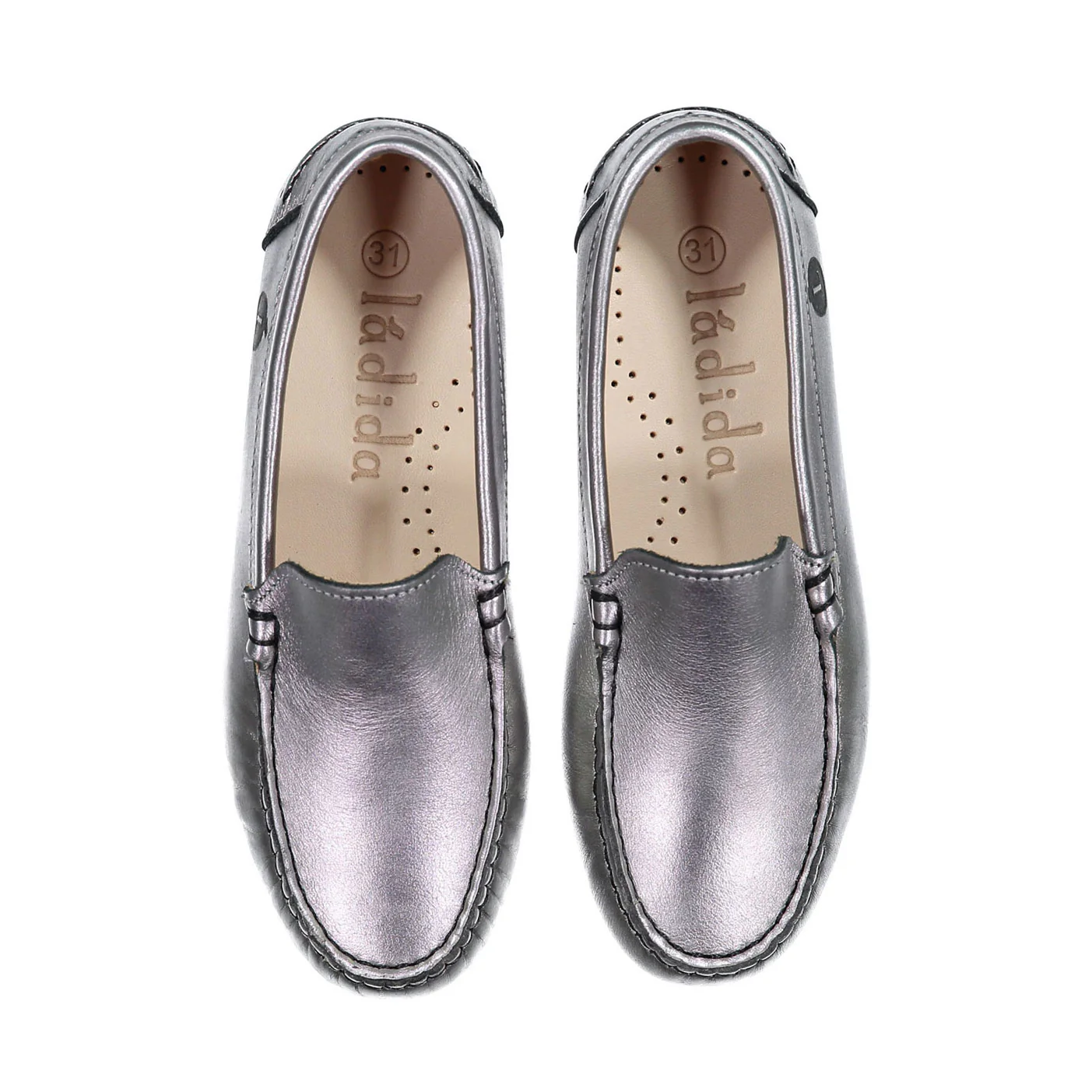 Ladida Shoes Silver Metallic Leather Loafer