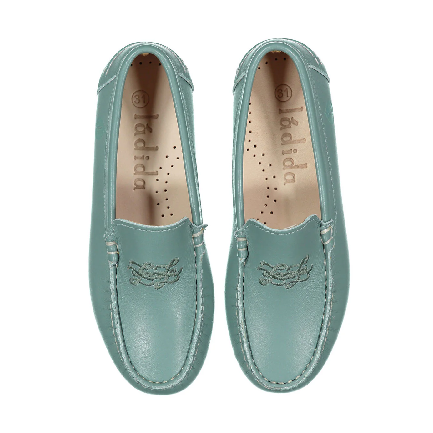 Ladida Shoes Teal Logo Embroidered Loafer