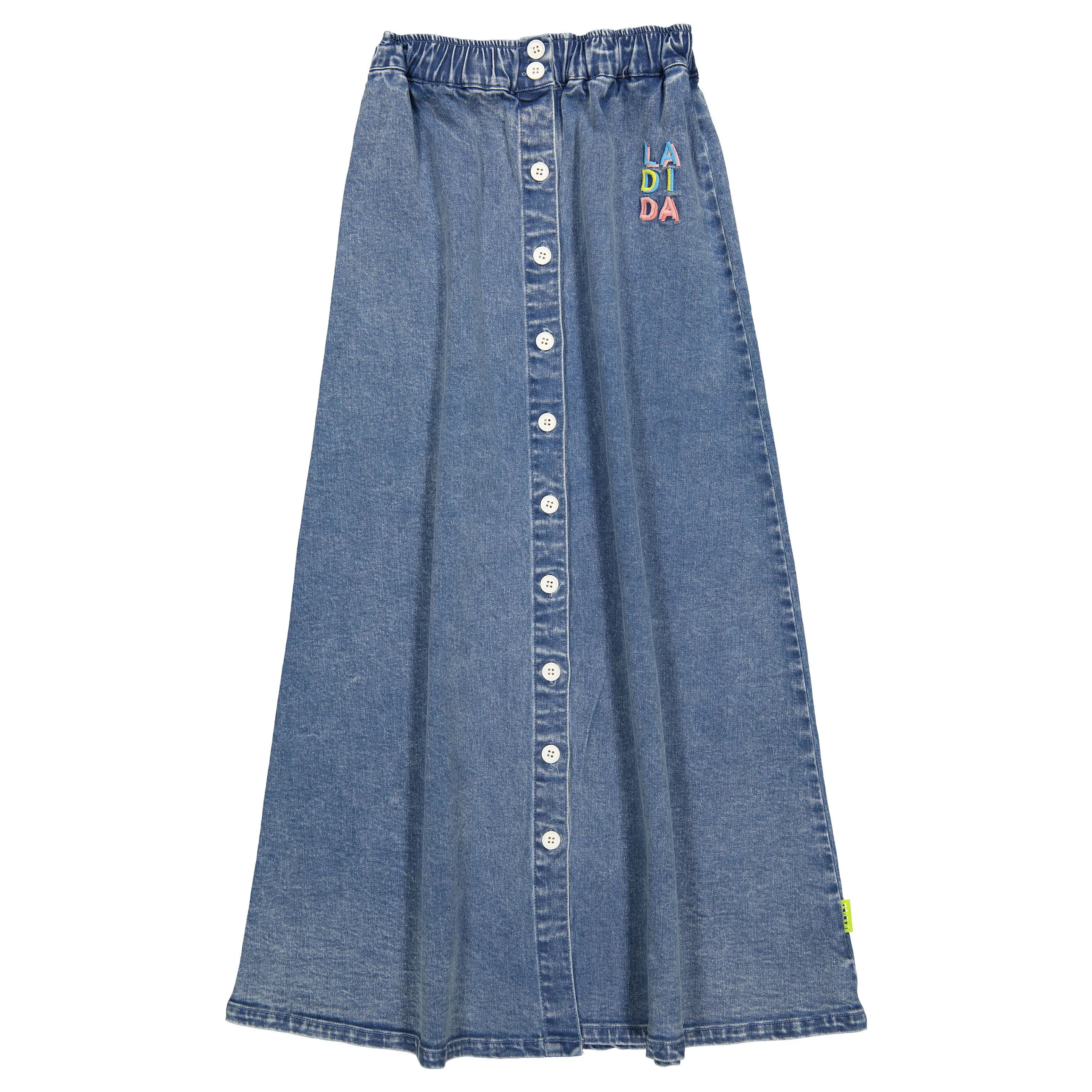 Ladida WKND Denim Button Down Long Skirt