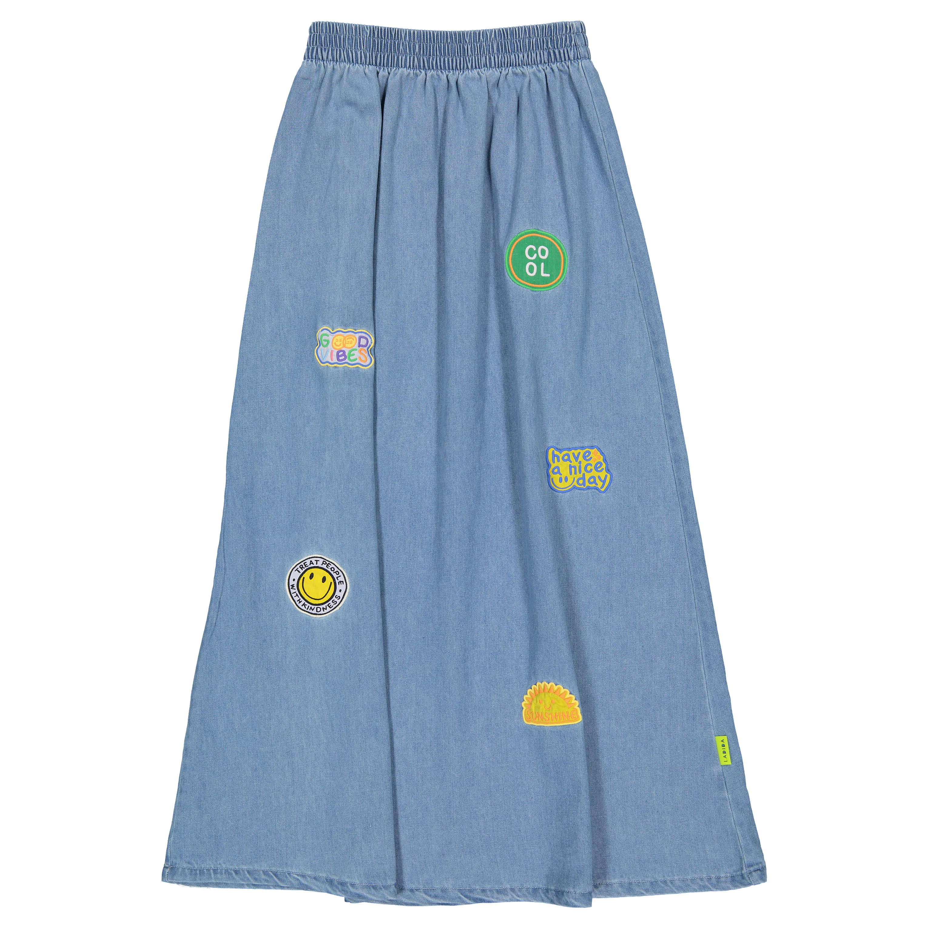 Ladida WKND Denim Patch Maxi Skirt