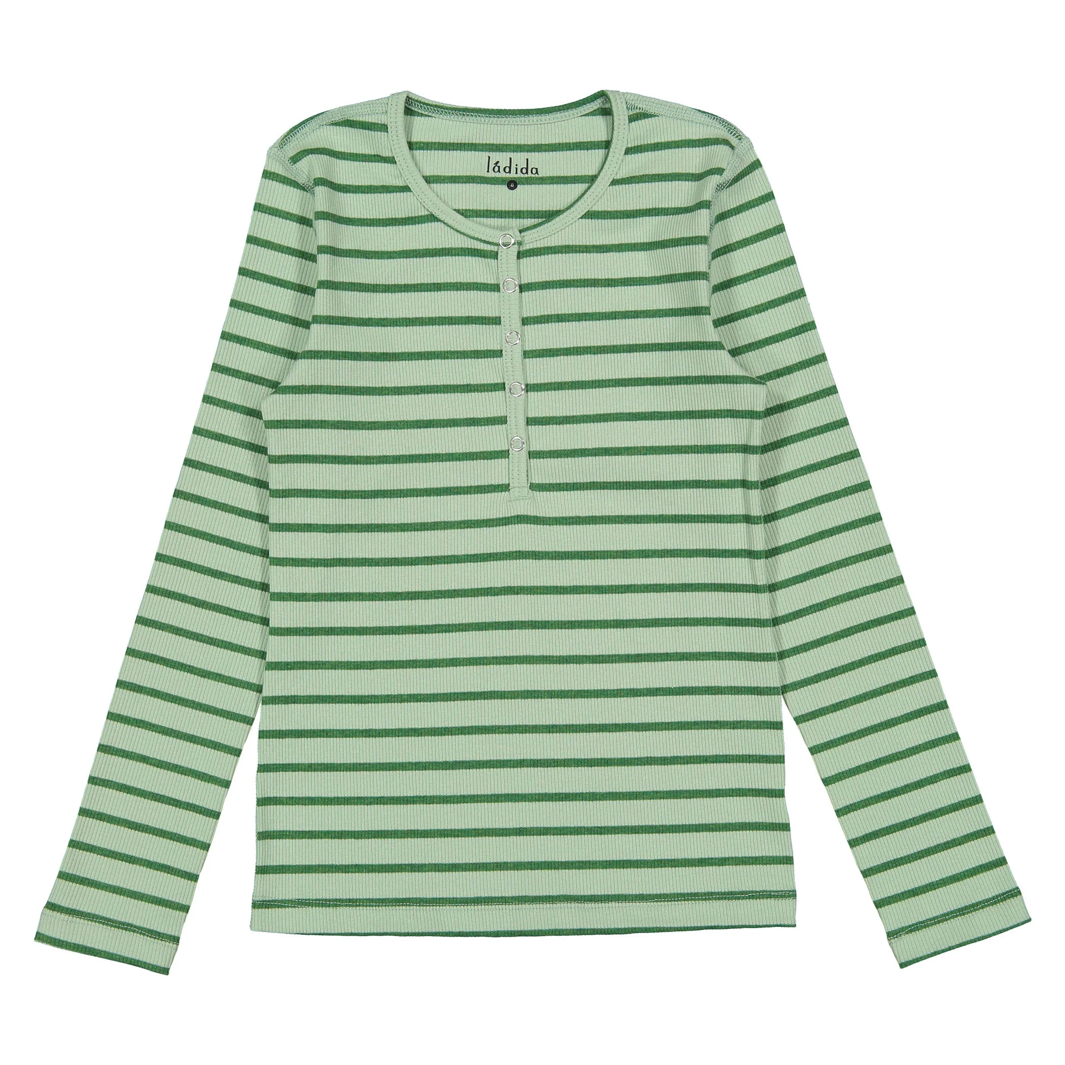 Ladida WKND Green Striped Henley Tee