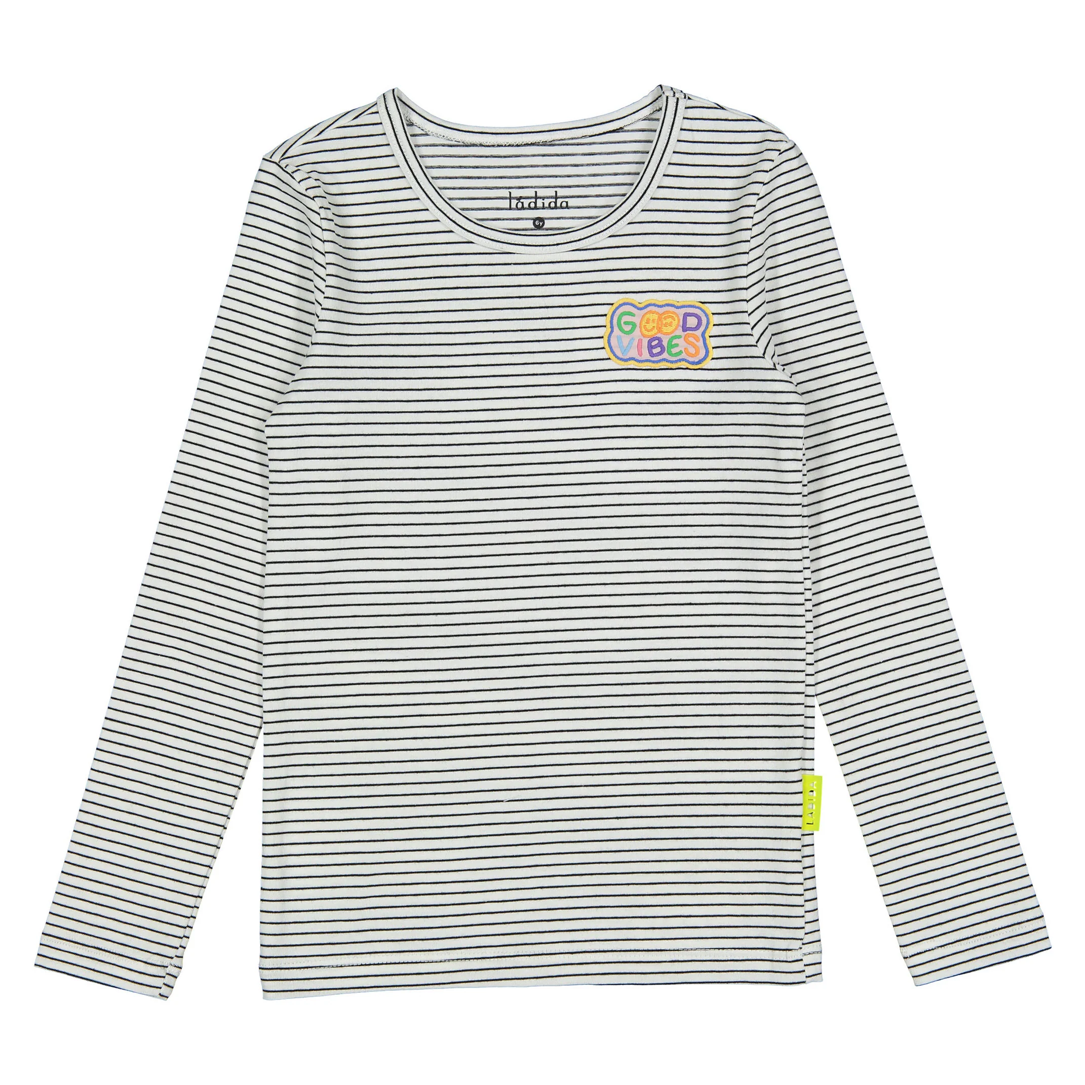 Ladida WKND Black Thin Striped Patch Tee