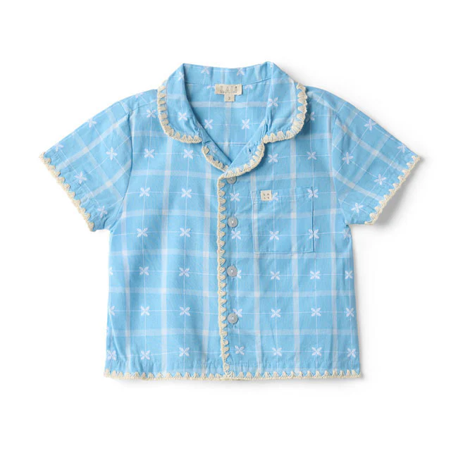 Lali Vintage Blue Plaid Henri Shirt