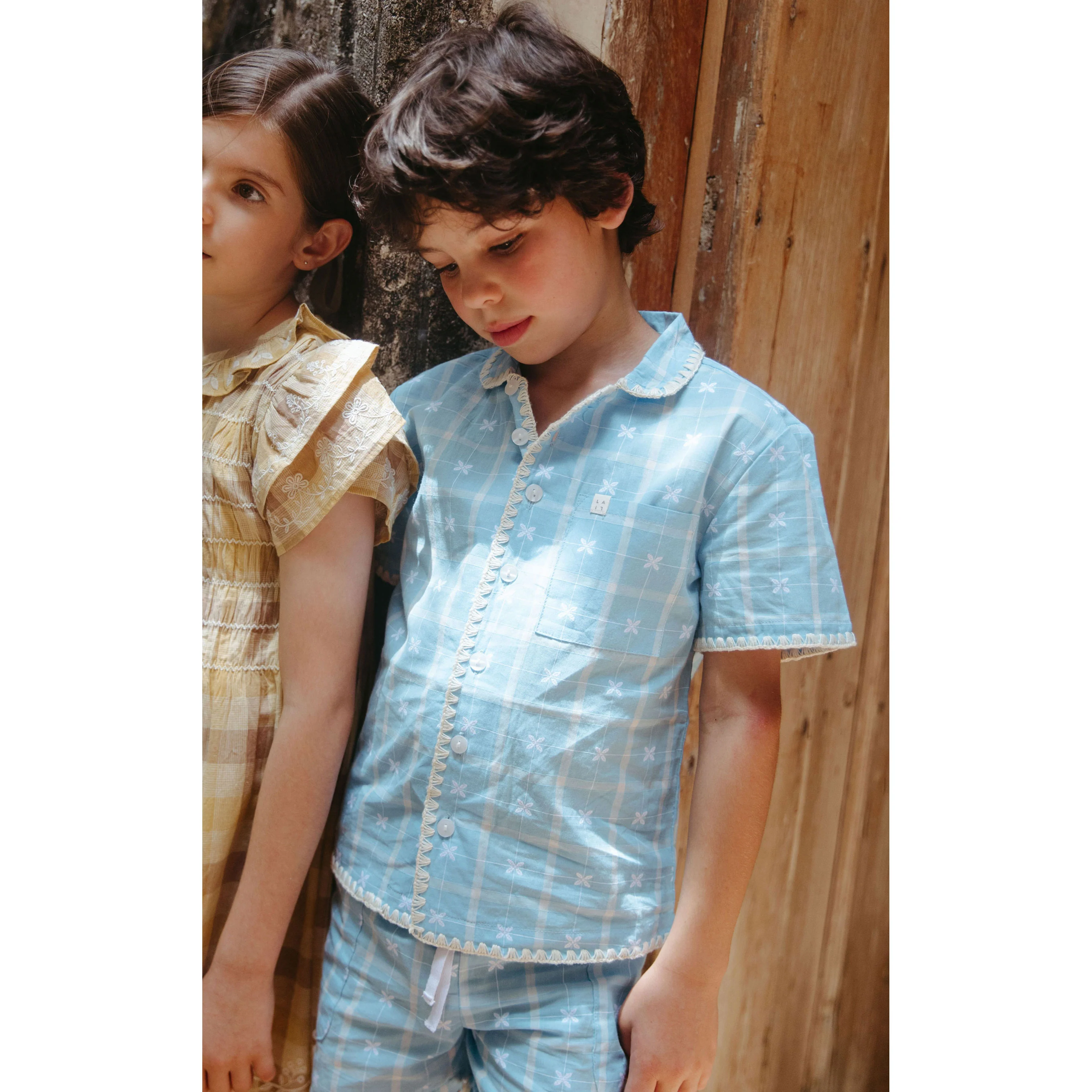 Lali Vintage Blue Plaid Henri Shirt - Image 2