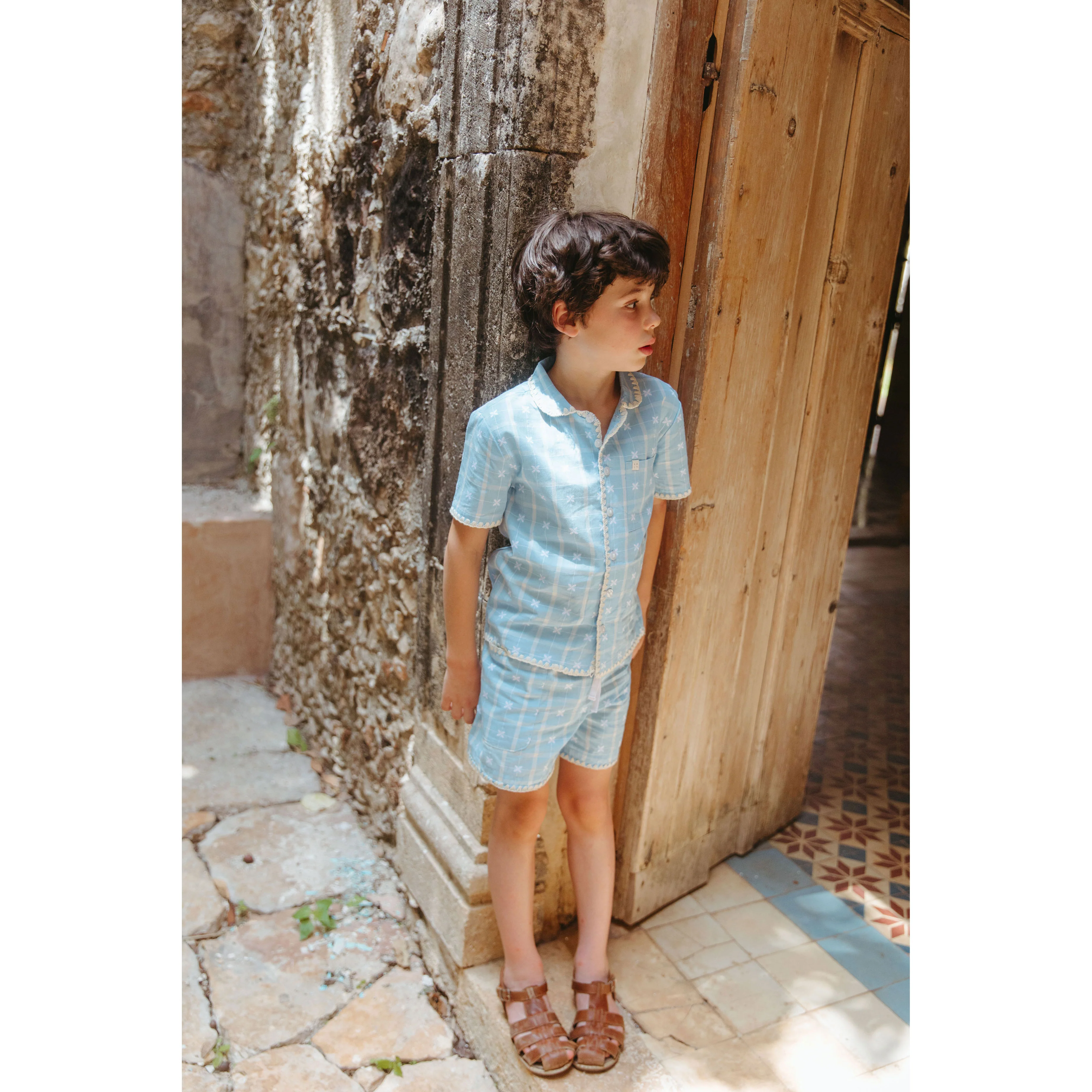Lali Vintage Blue Plaid Henri Shirt - Image 3