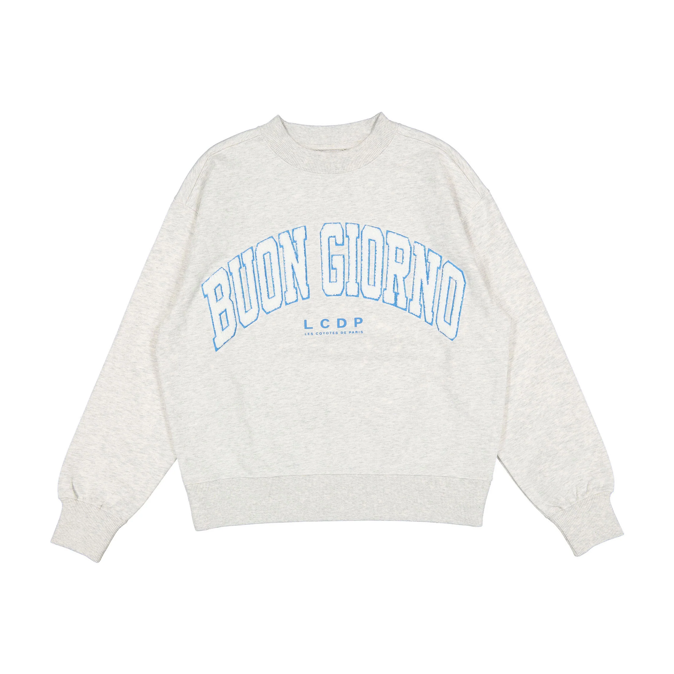 Les Coyotes De Paris Light Grey Melange Relaxed Fit Collage Sweatshirt