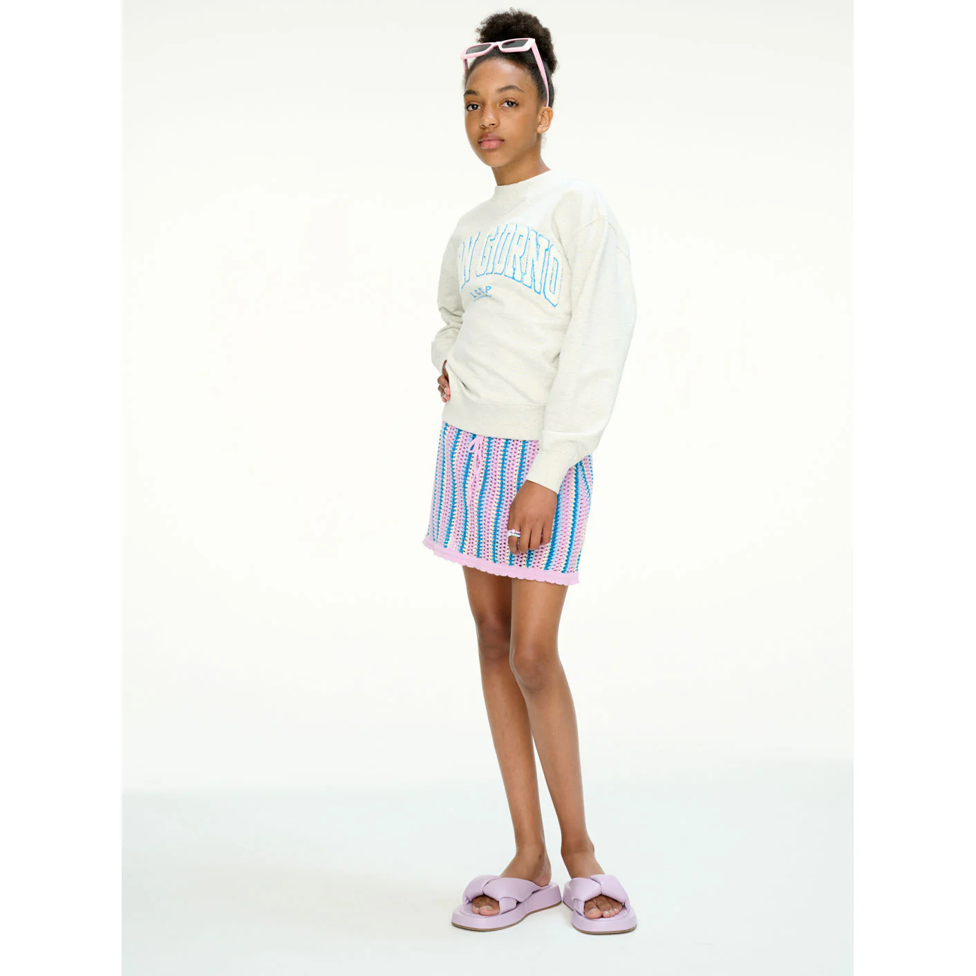 Les Coyotes De Paris Light Grey Melange Relaxed Fit Collage Sweatshirt - Image 4