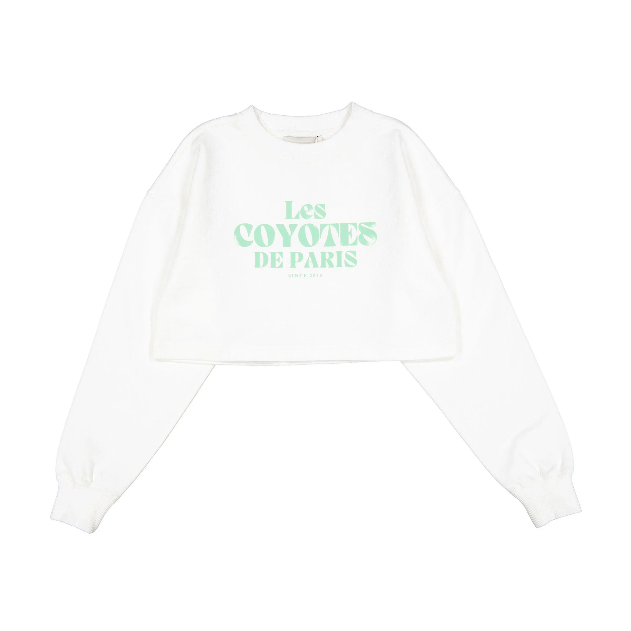 Les Coyotes De Paris Off White Cropped Artwork Sweatshirt