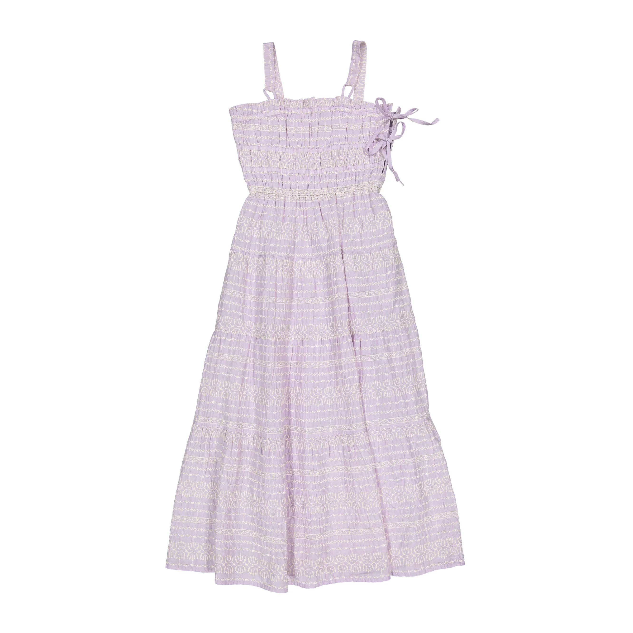 Les Coyotes De Paris Soft Orchid Embroidered Maxi Dress