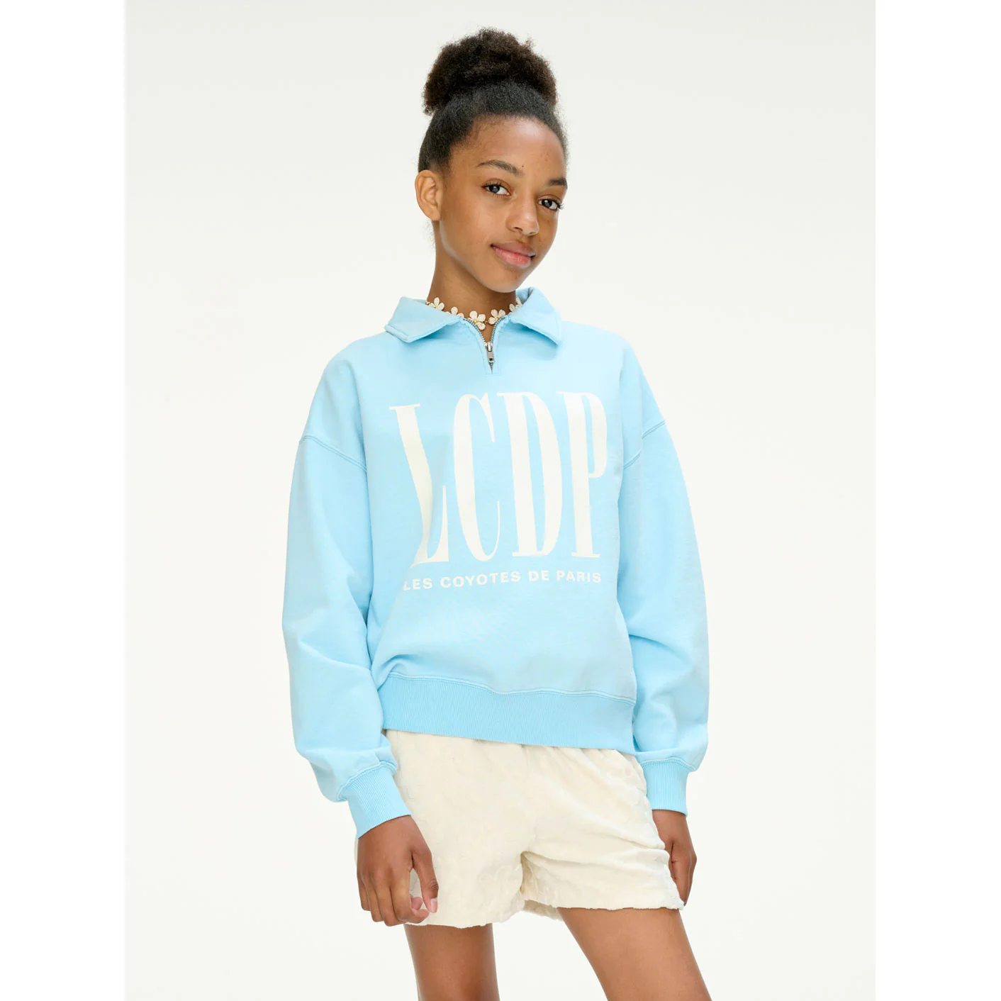 Les Coyotes De Paris Washed Sea Oversized Half Zip Sweatshirt - Image 2