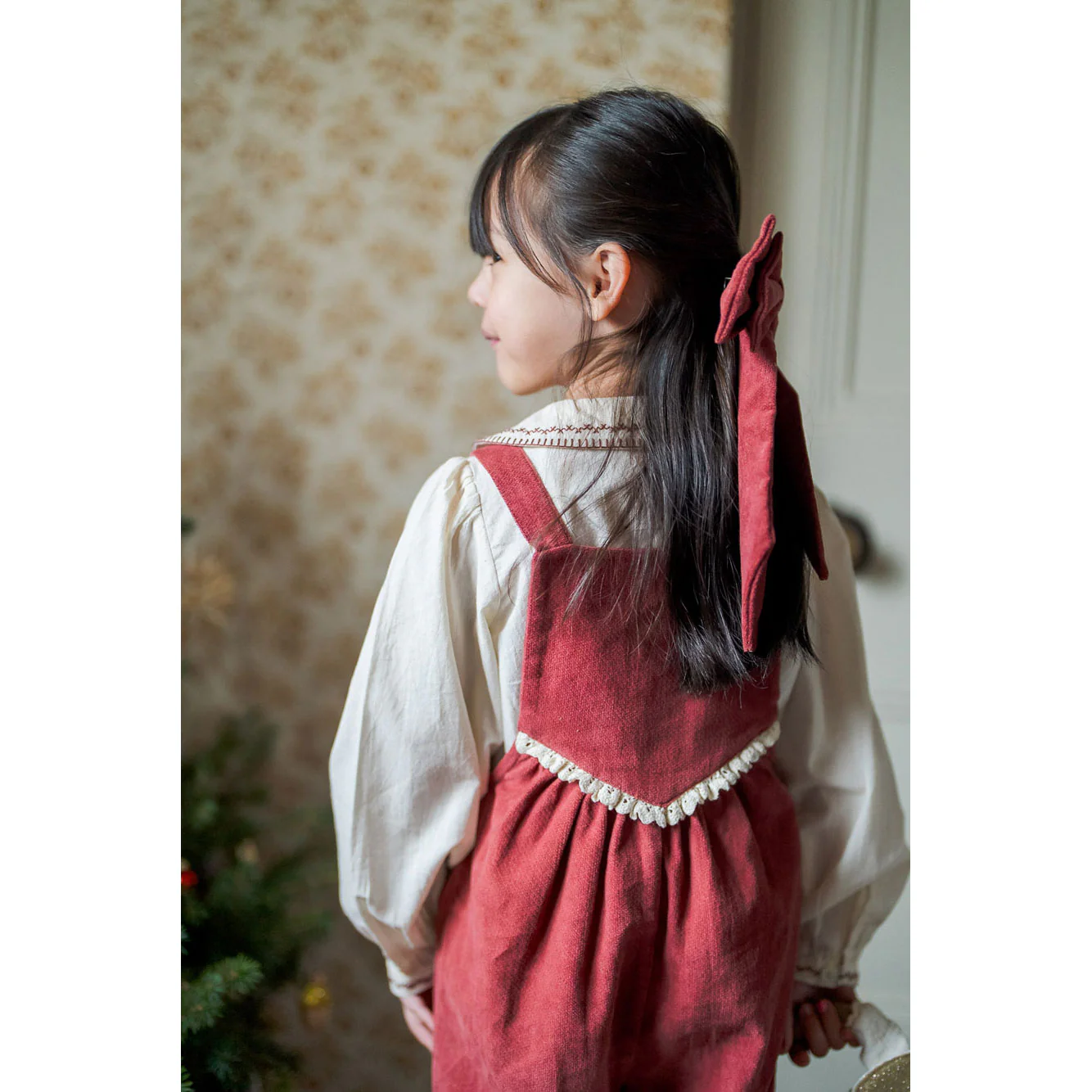 Little Cotton Clothes Apple Butter Velvet Veronica Dungarees - Image 4