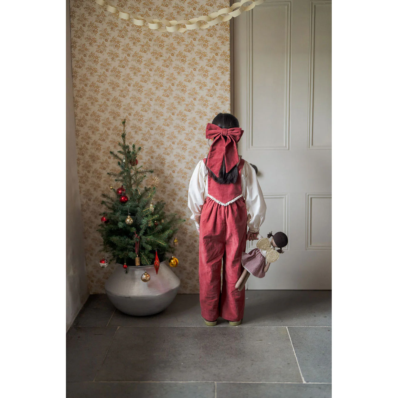 Little Cotton Clothes Apple Butter Velvet Veronica Dungarees - Image 5