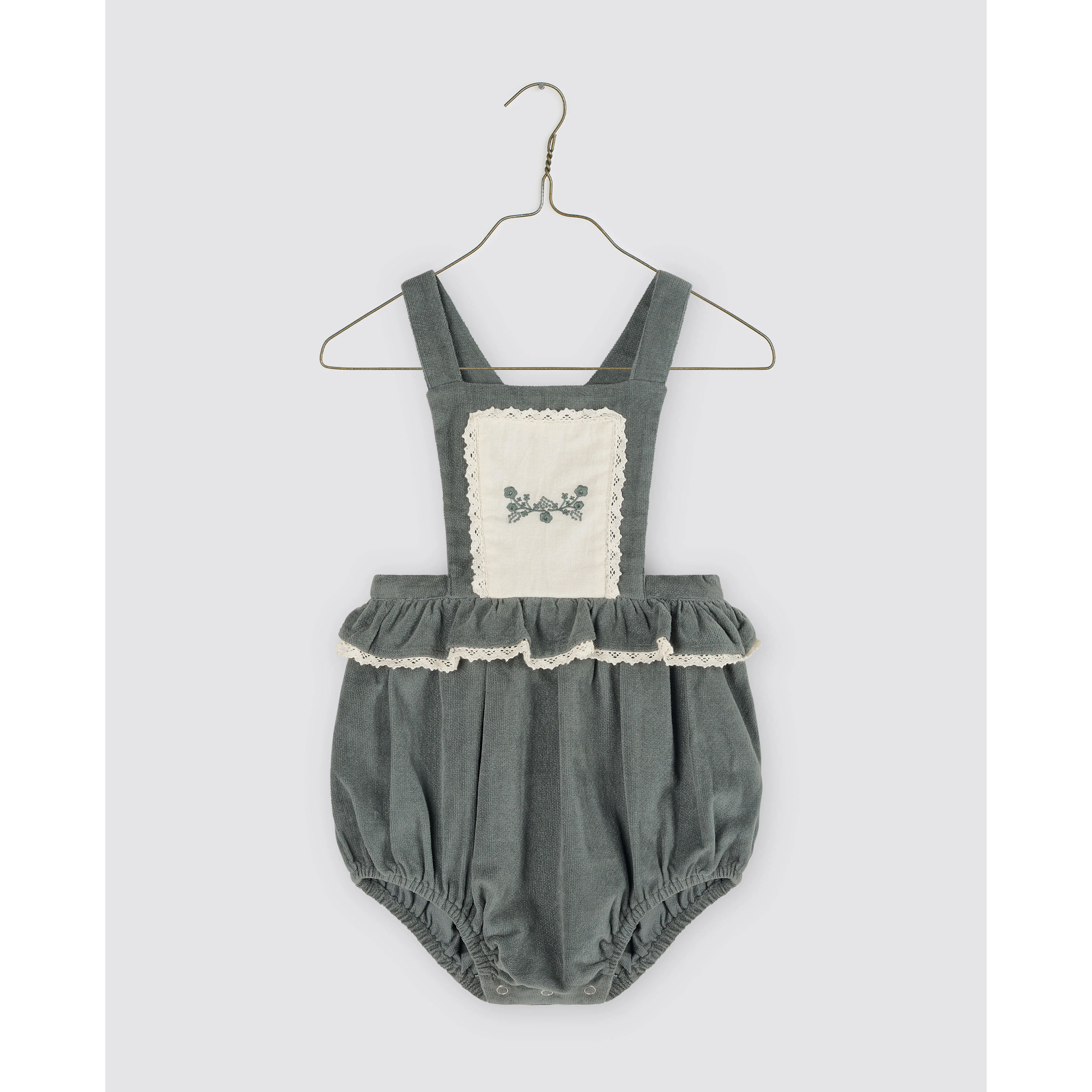 Little Cotton Clothes Blue Velvet Dhalia Romper