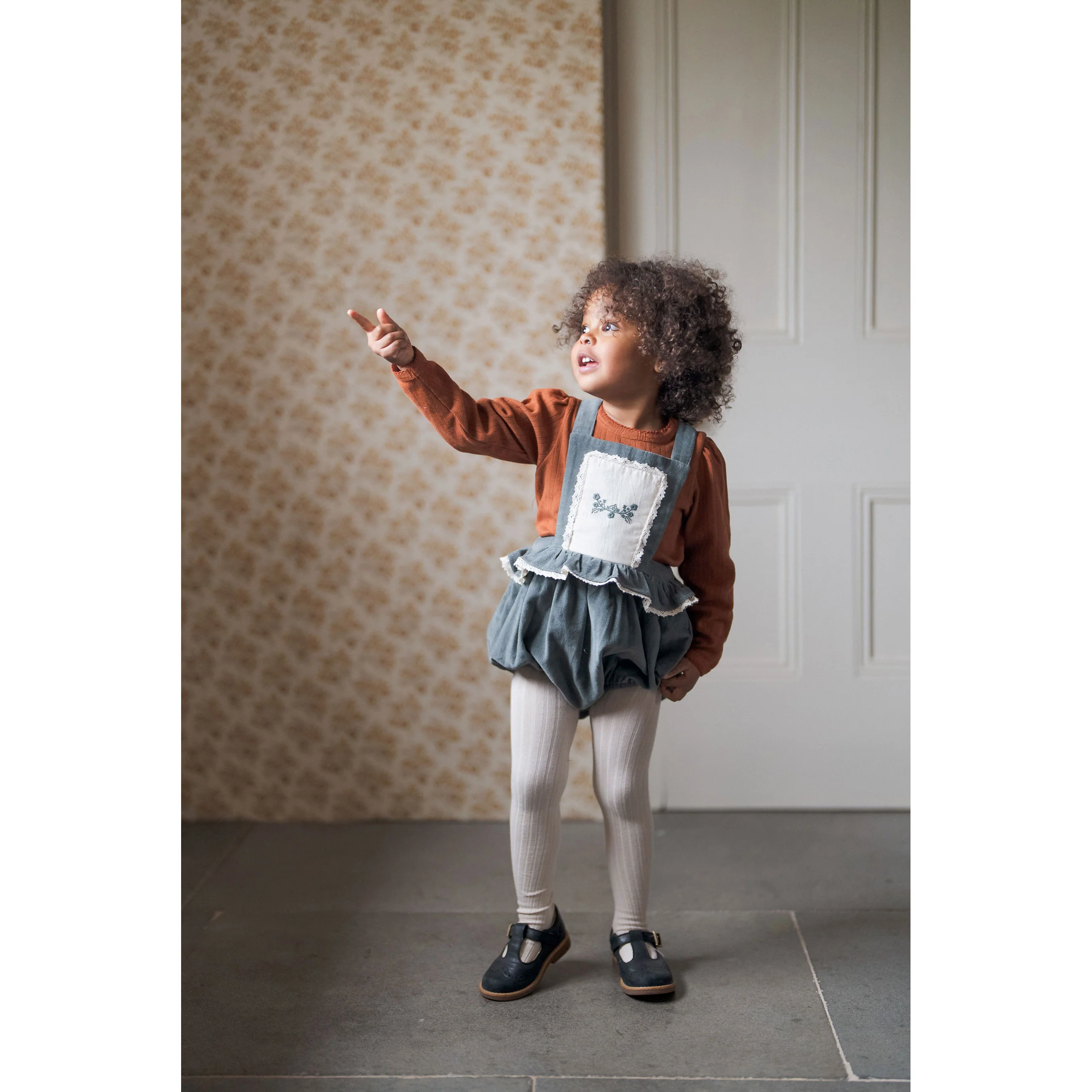 Little Cotton Clothes Blue Velvet Dhalia Romper - Image 2