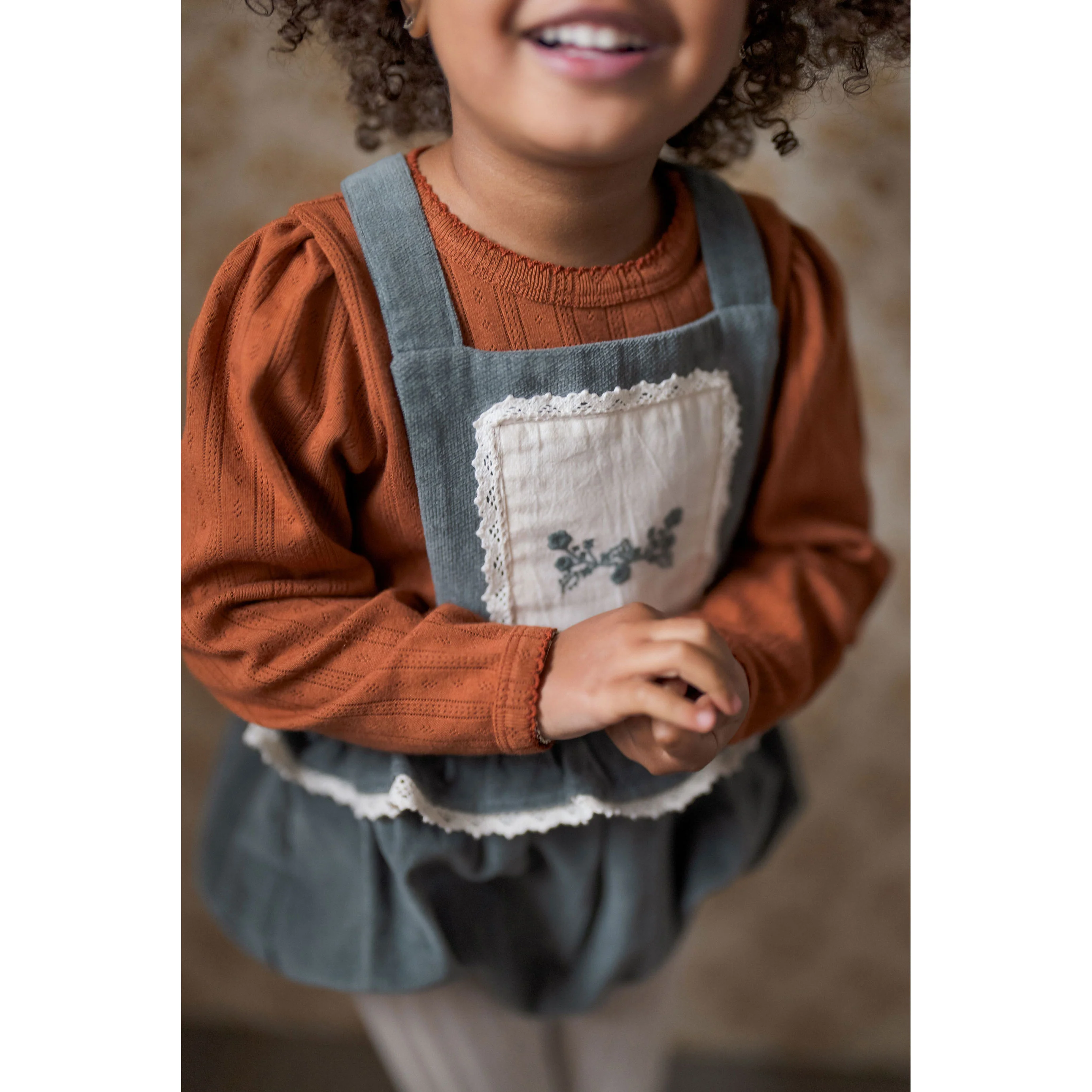 Little Cotton Clothes Blue Velvet Dhalia Romper - Image 3