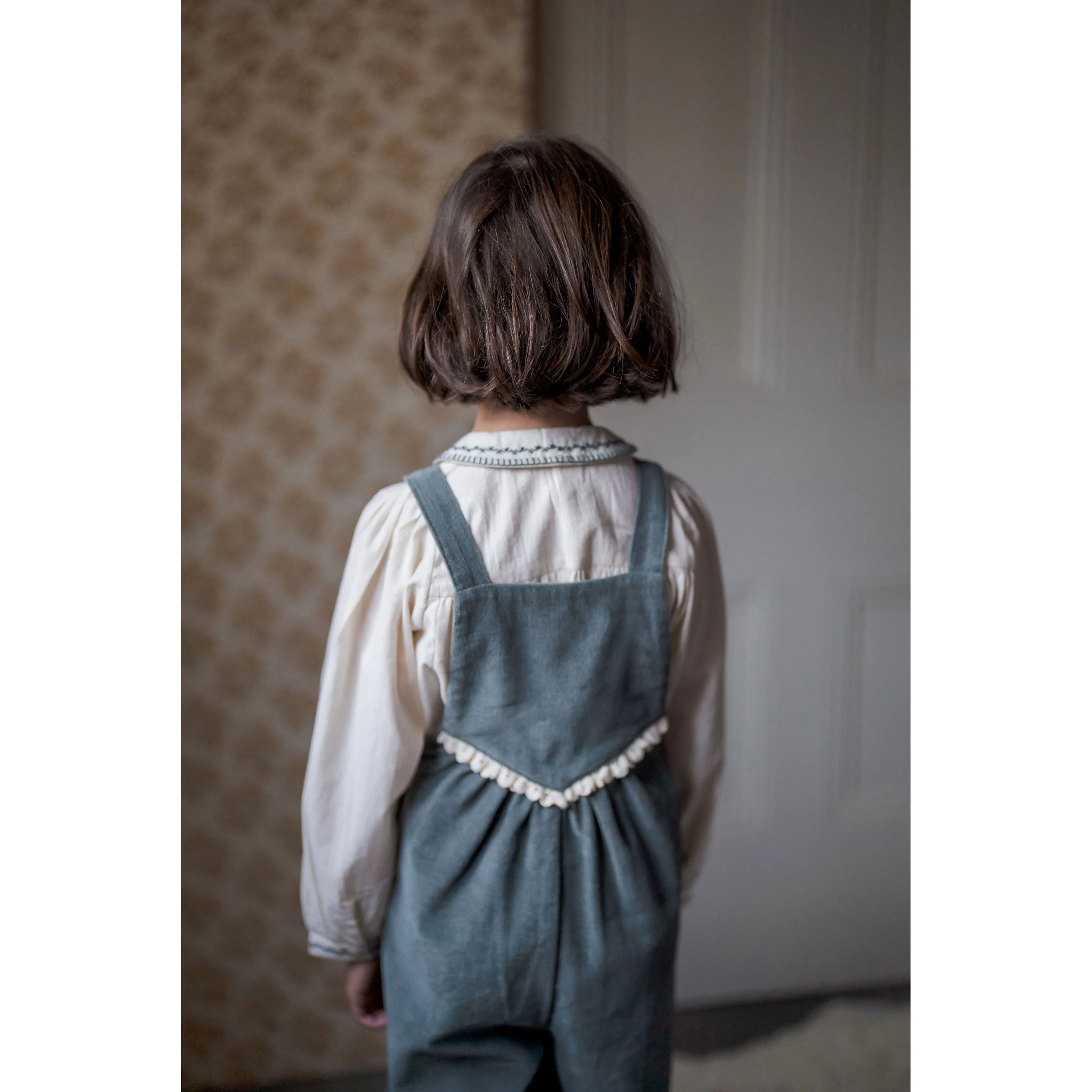 Little Cotton Clothes Blue Velvet Veronica Dungarees - Image 4