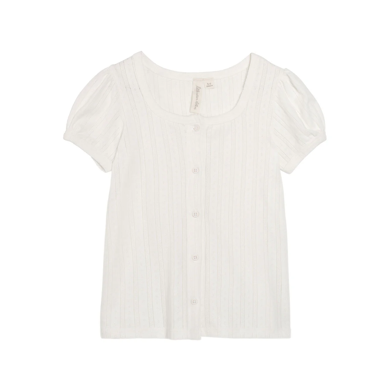 Little Cotton Clothes Chalk Organic Pointelle Button Tshirt