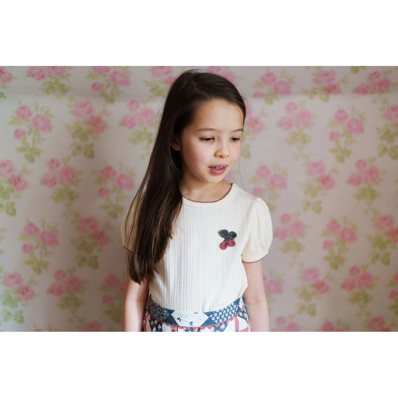 Little Cotton Clothes Crochet Cherry Pointelle T-Shirt - Image 2