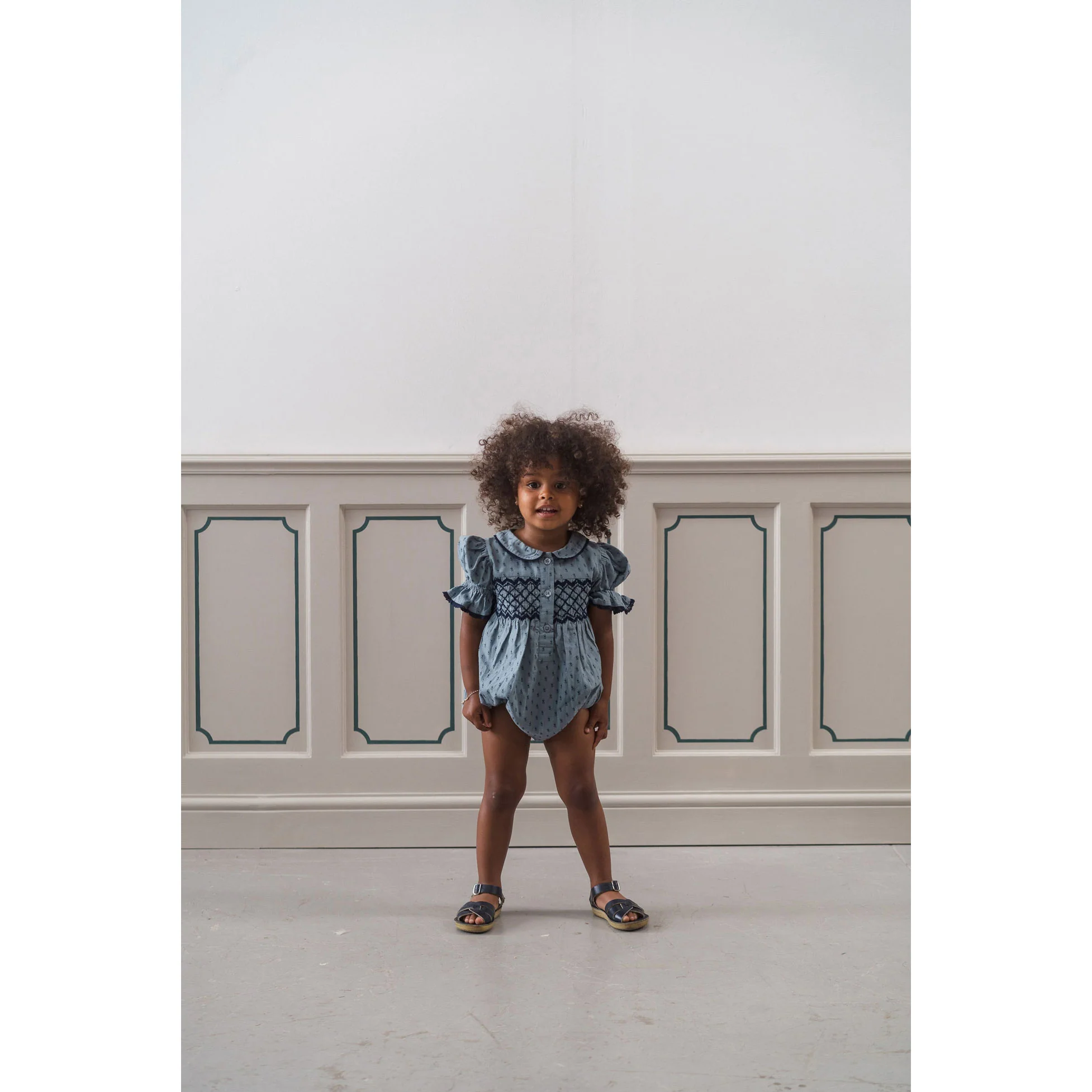 Little Cotton Clothes Dorset Floral Organic Smocked Emilie Romper - Image 2