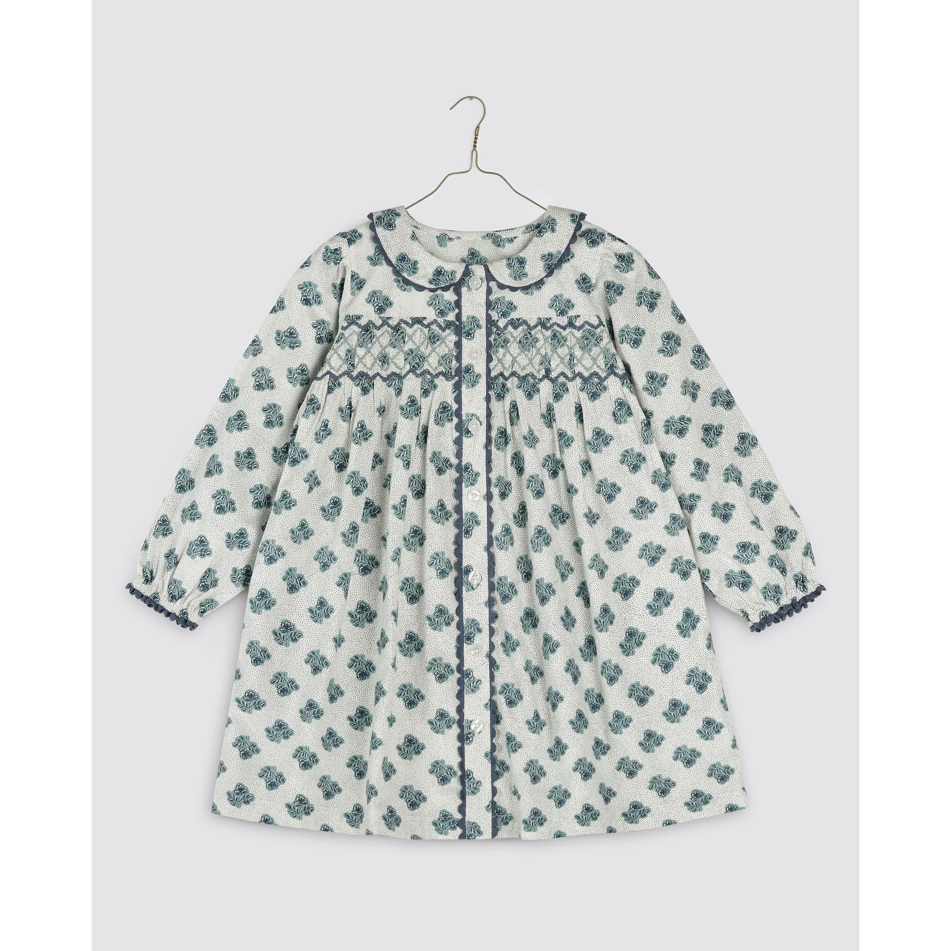 Little Cotton Clothes Hollyhock Floral Teal Kate Dress