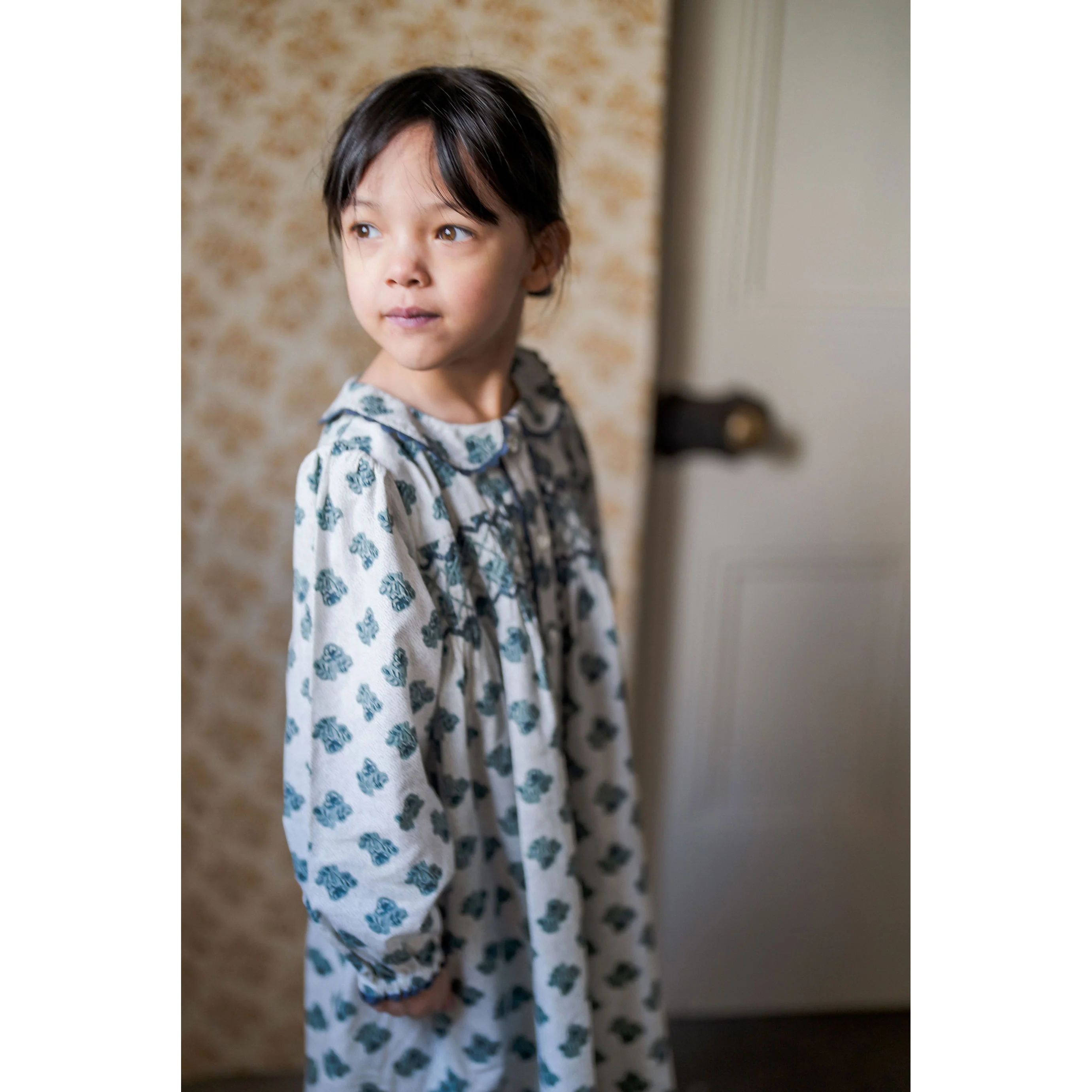 Little Cotton Clothes Hollyhock Floral Teal Kate Dress - Image 4