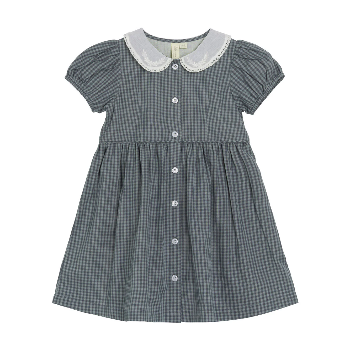 Little Cotton Clothes Little Blue Check Organic Audrey Dress