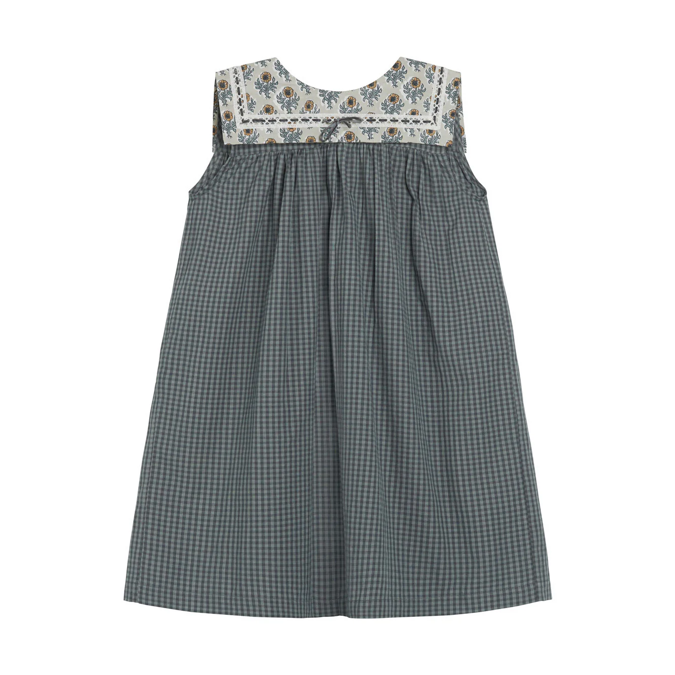 Little Cotton Clothes Little Blue Check Organic Nola Dress