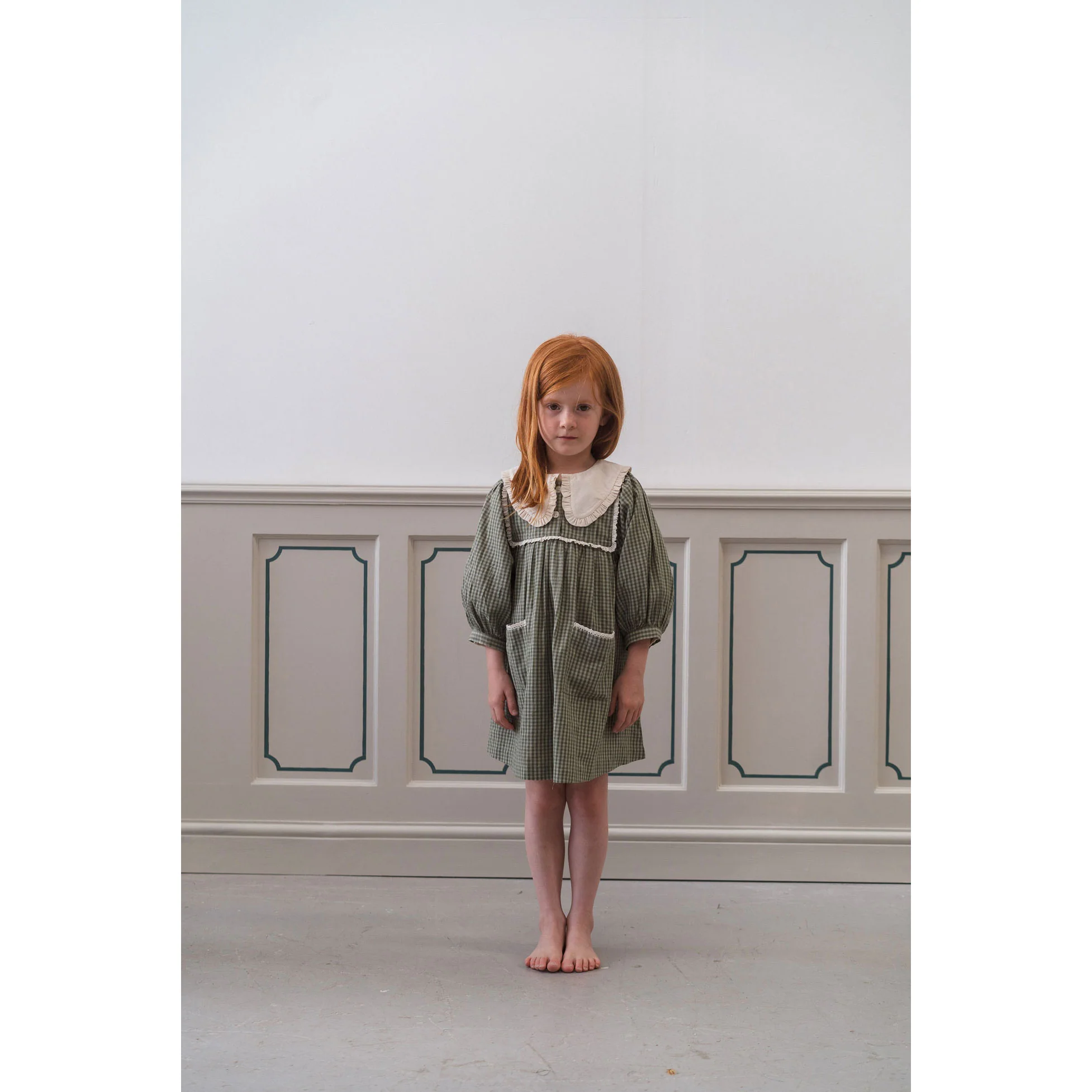 Little Cotton Clothes Little Green Check Organic Lottie Dress - Image 2
