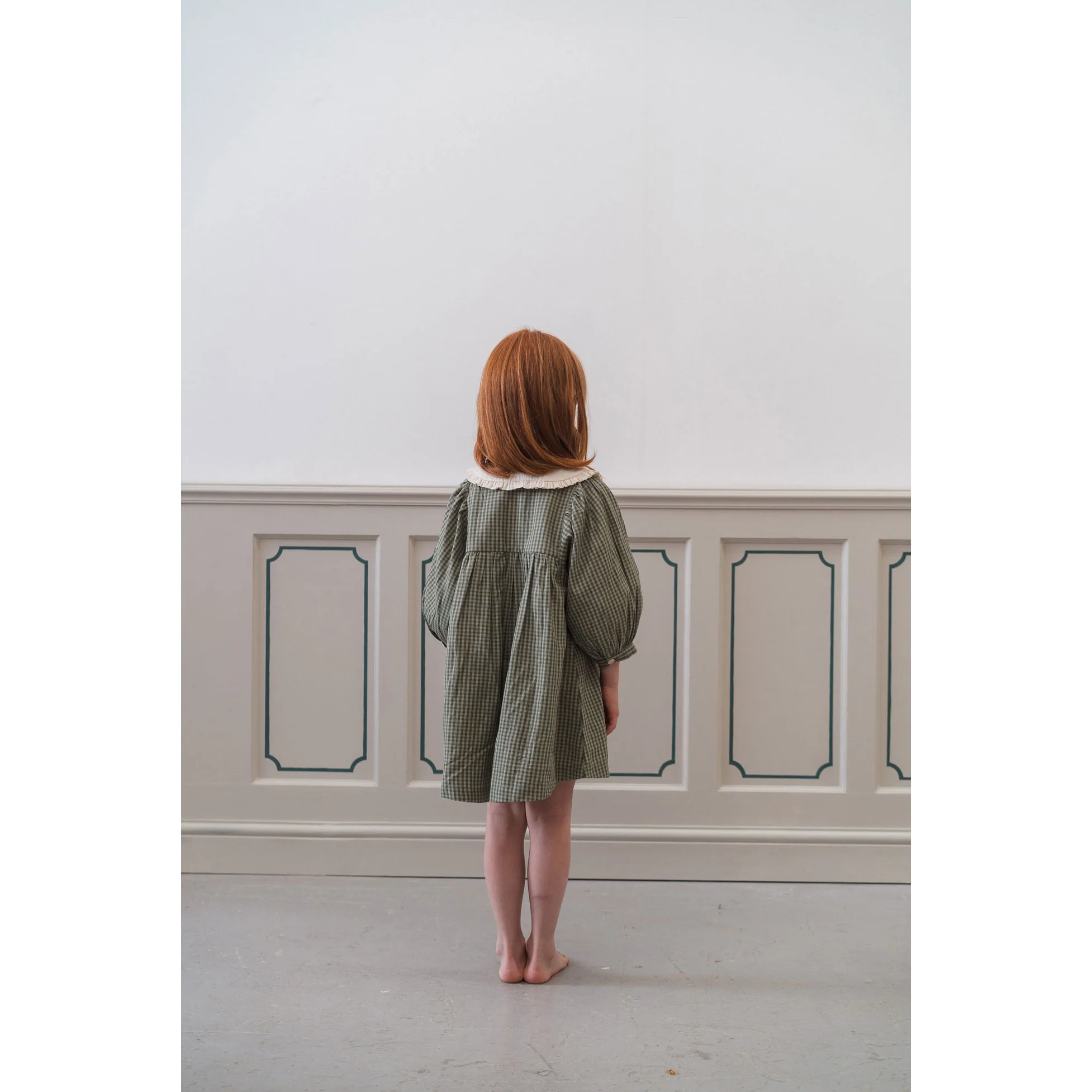 Little Cotton Clothes Little Green Check Organic Lottie Dress - Image 3