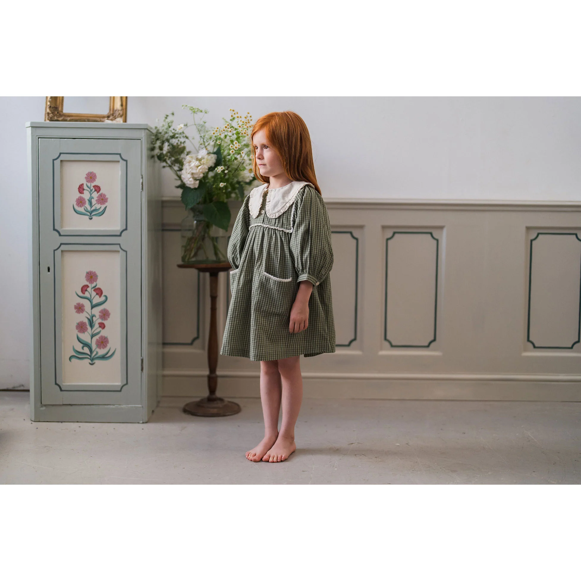 Little Cotton Clothes Little Green Check Organic Lottie Dress - Image 4