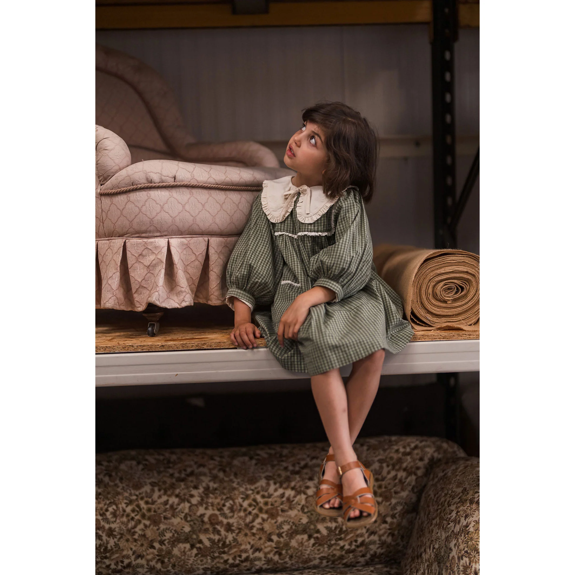 Little Cotton Clothes Little Green Check Organic Lottie Dress - Image 6