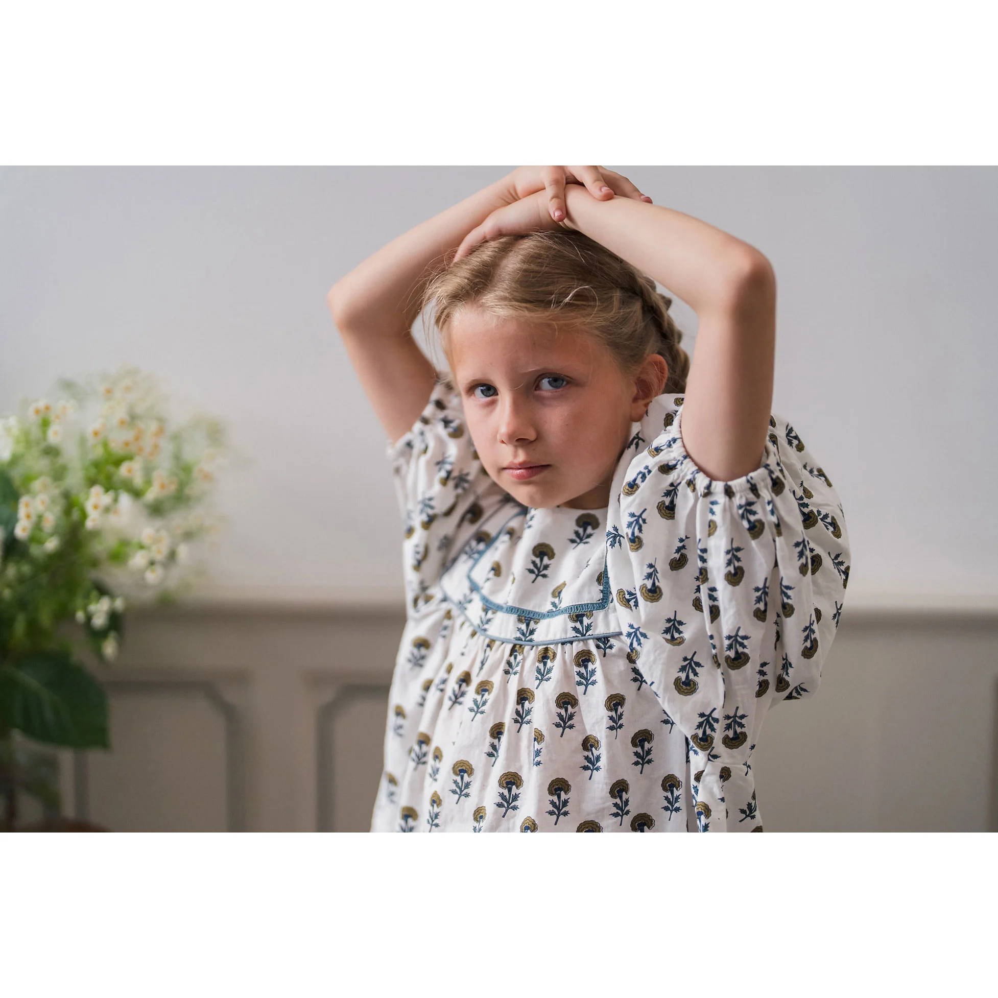 Little Cotton Clothes Marigold Floral Organic Aggie Blouse - Image 2