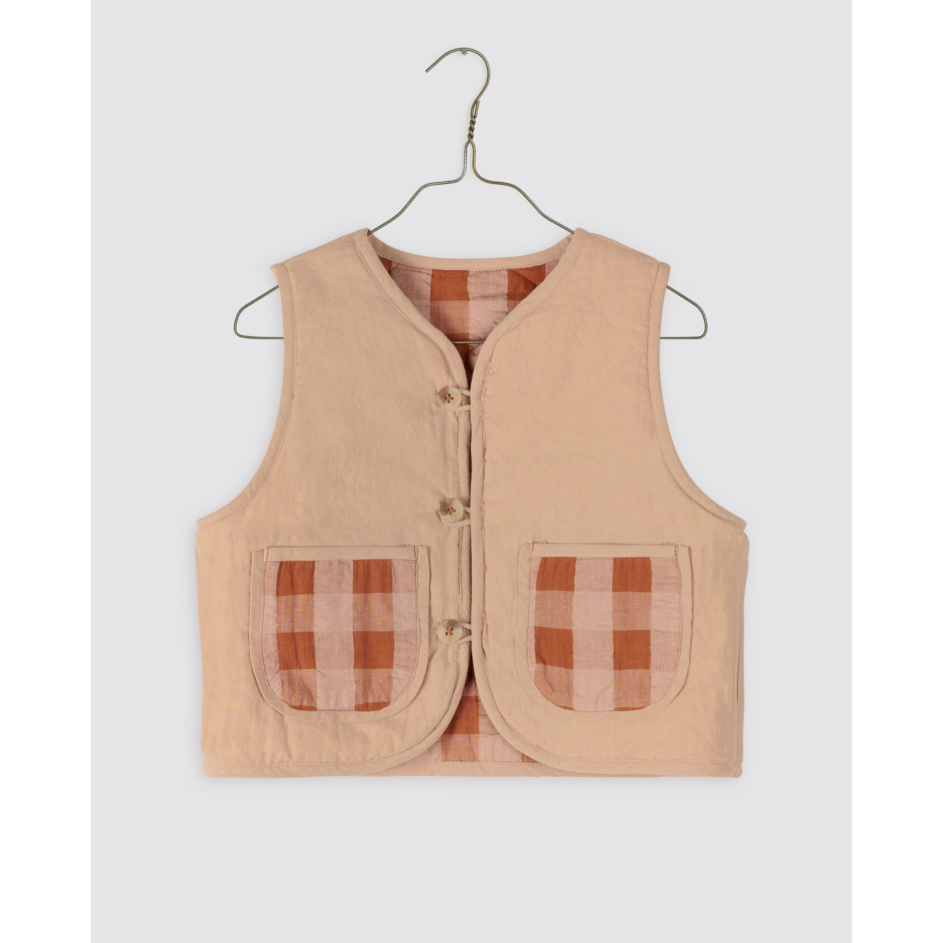 Little Cotton Clothes Seersucker Gingham Josie Reversible Waistcoat - Image 2